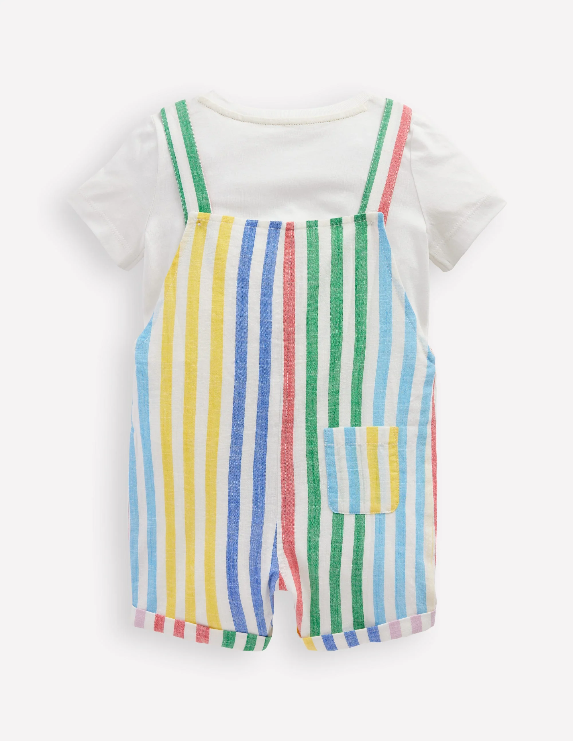 Button Dungaree Set-Multi Stripe - Image 2