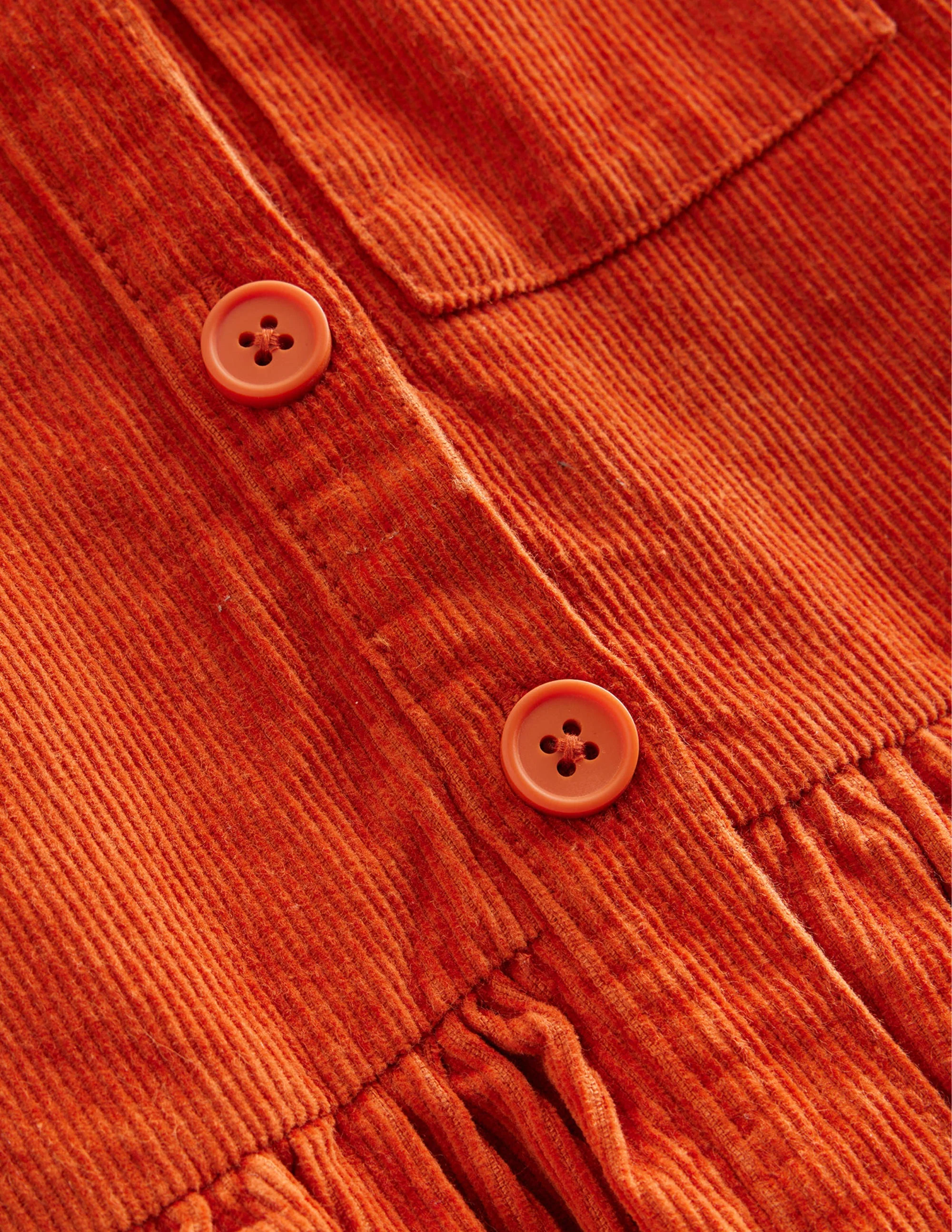 Button Pinafore Dress-Conker Orange Cord - Image 3