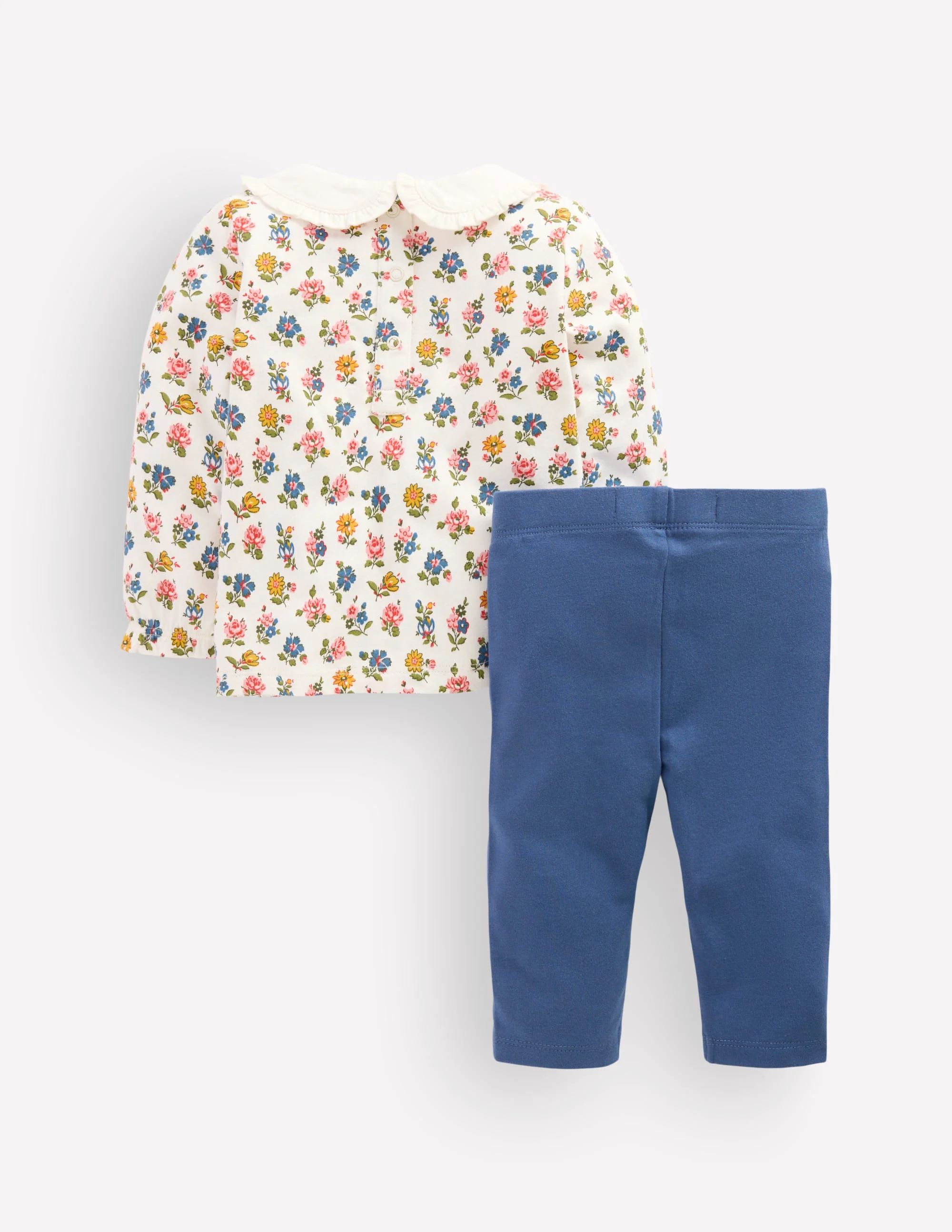 Collared Jersey Set-Blue Ditsy Floral - Image 2