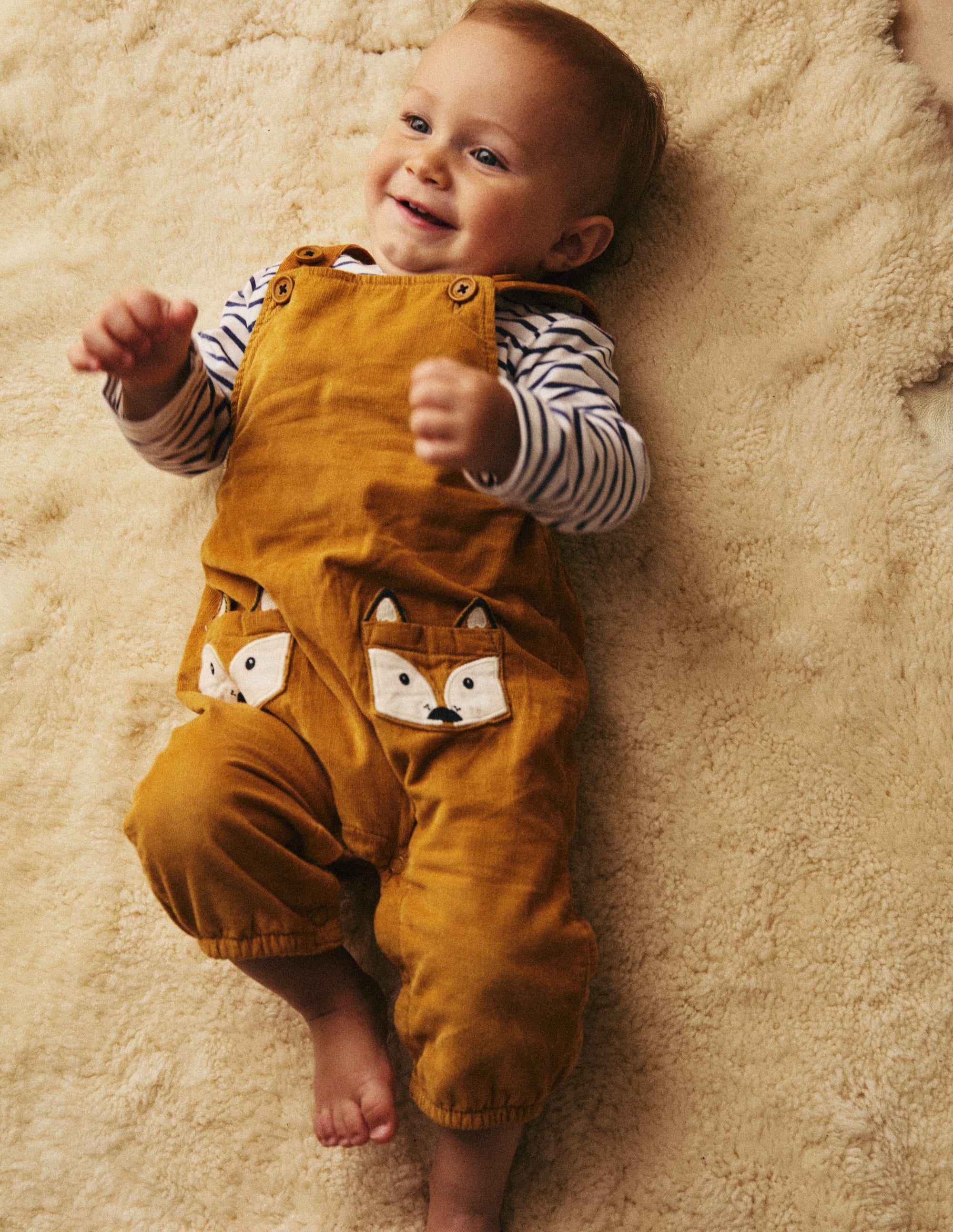 Cord Novelty Dungaree Set-Butterscotch Brown Fox - Image 4