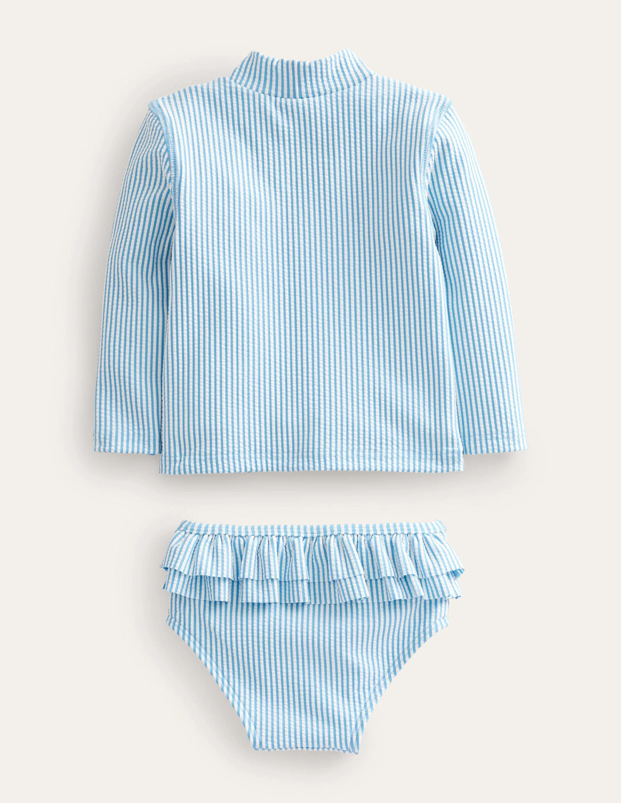 Frilly Rash Vest Set-Surfboard Blue, Ivory Stripe - Image 2
