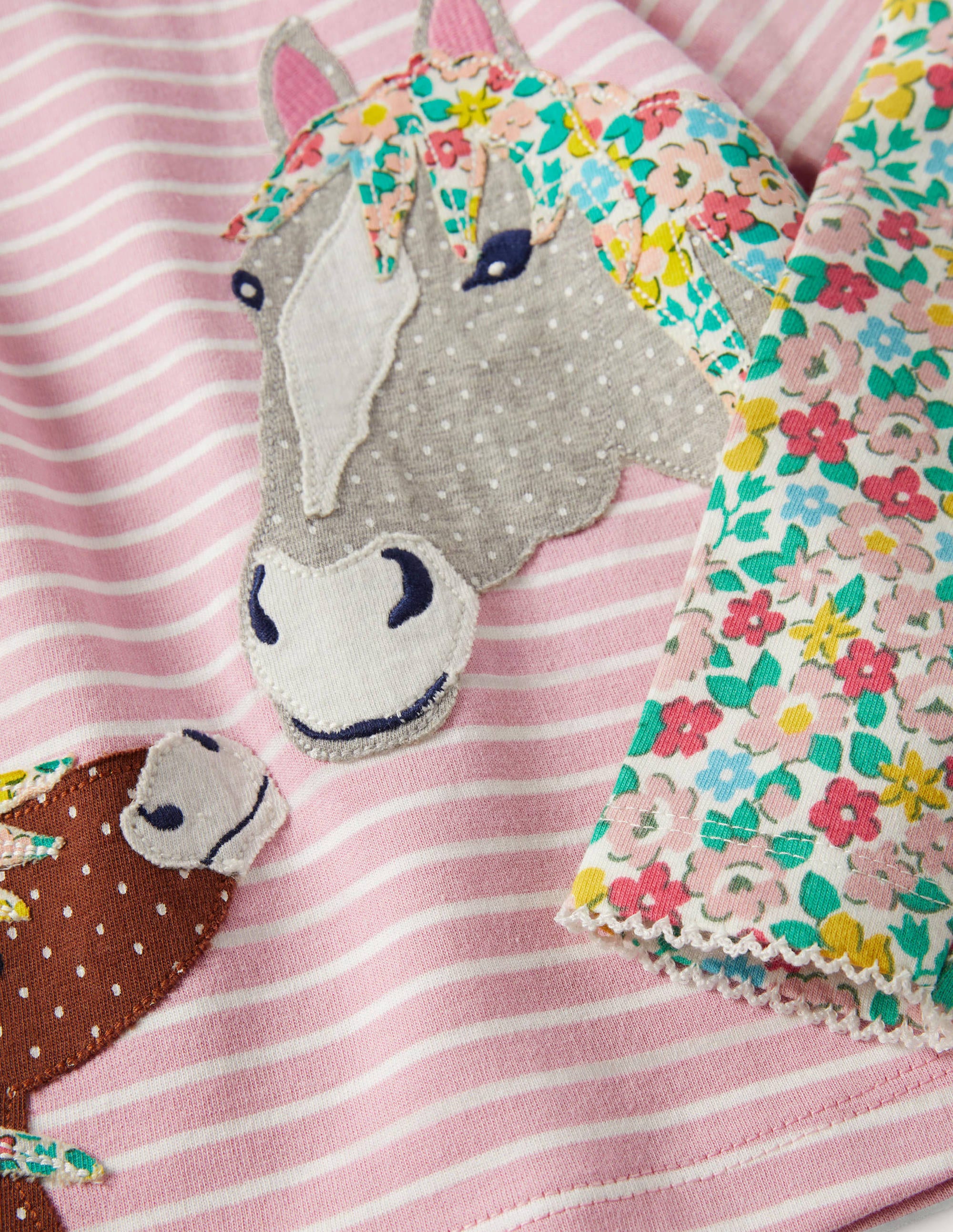Jersey Dress and Legging Set-Boto Pink Spring Floral Horses - Image 3