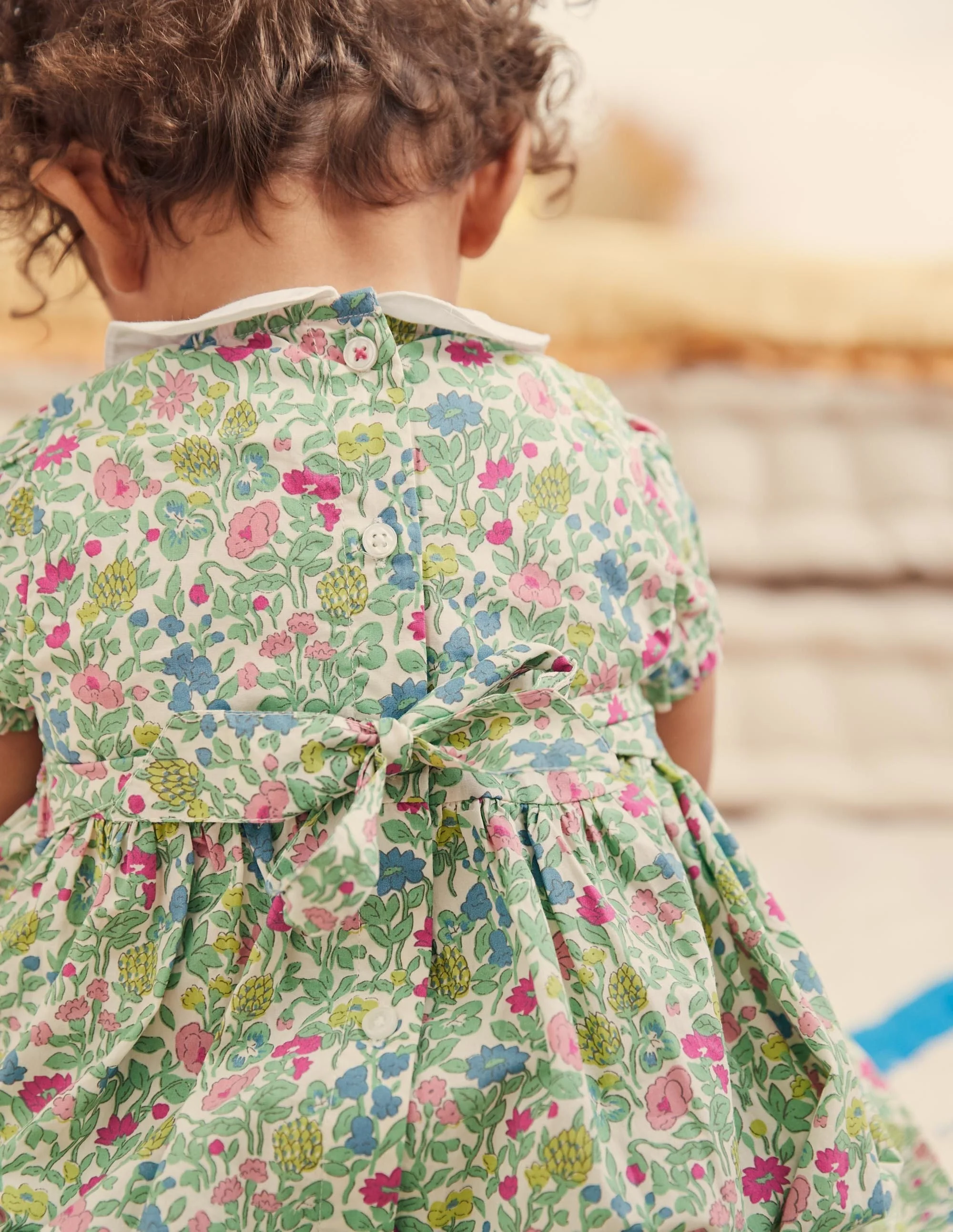 Nostalgic Smocked Woven Dress-Multi Vintage Flowerbed - Image 4