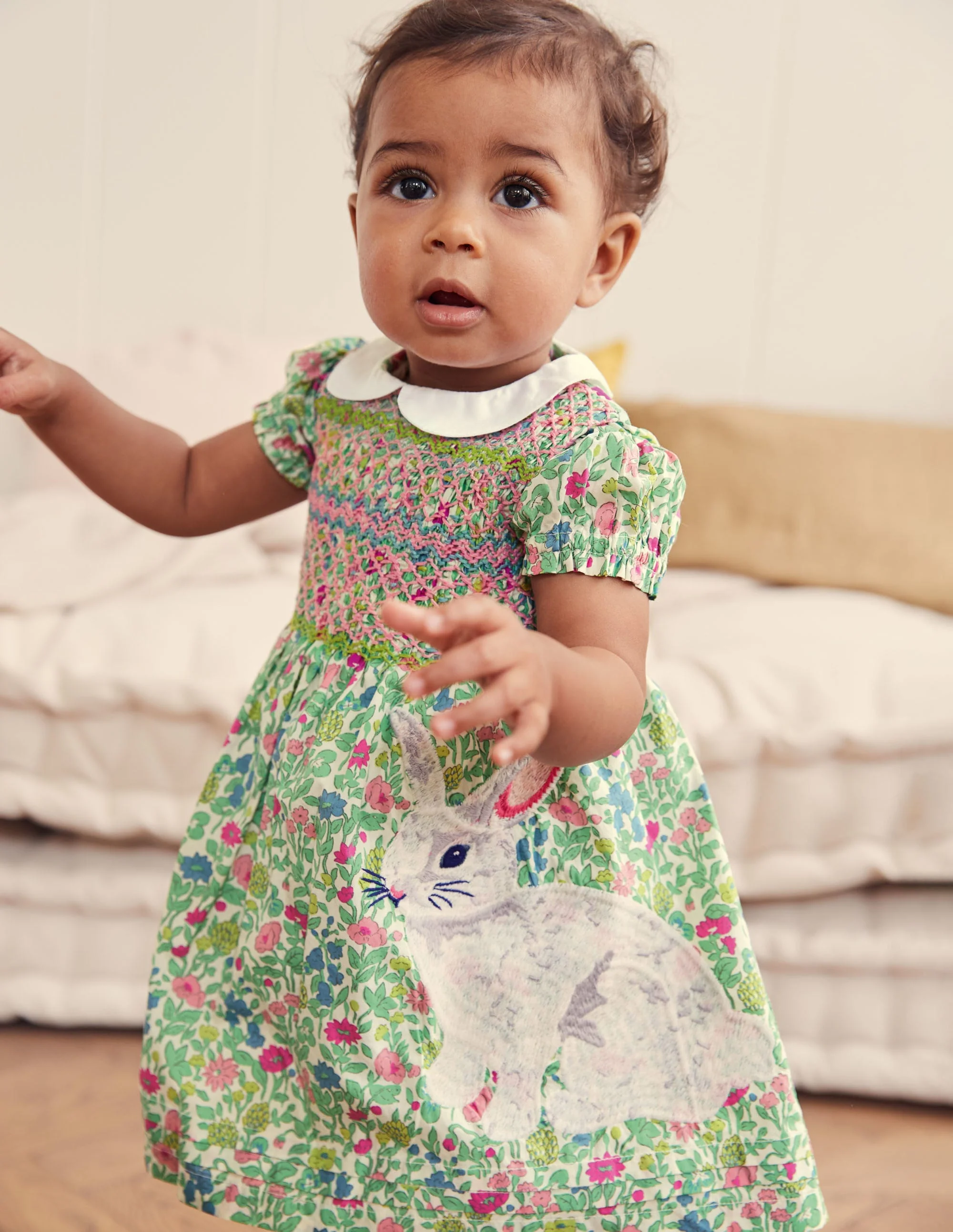 Nostalgic Smocked Woven Dress-Multi Vintage Flowerbed - Image 5