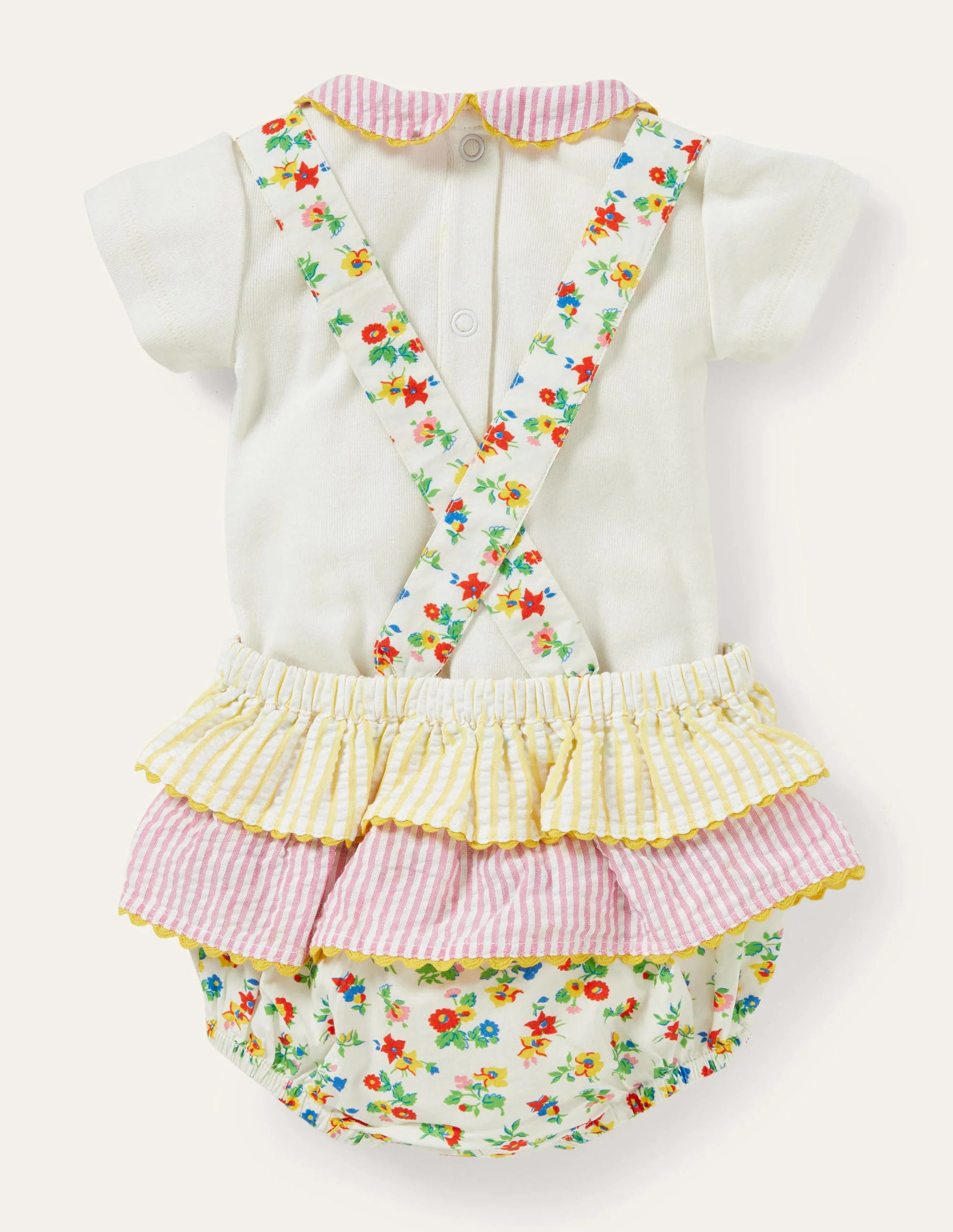 Printed Romper and body set-Ivory Patchwork Floral - Image 2
