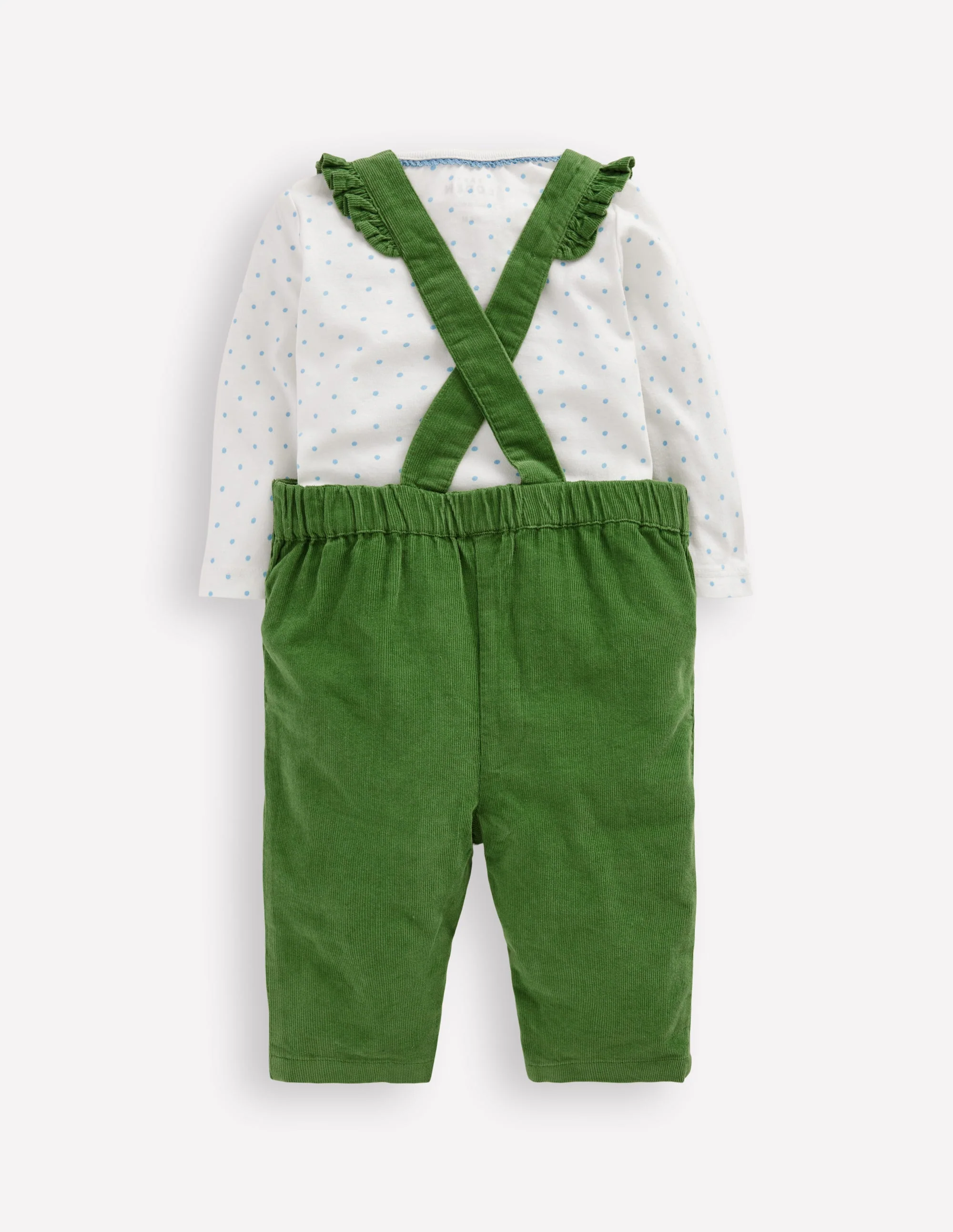 Woven Dungaree Set-Broccoli Green Embroidered - Image 2