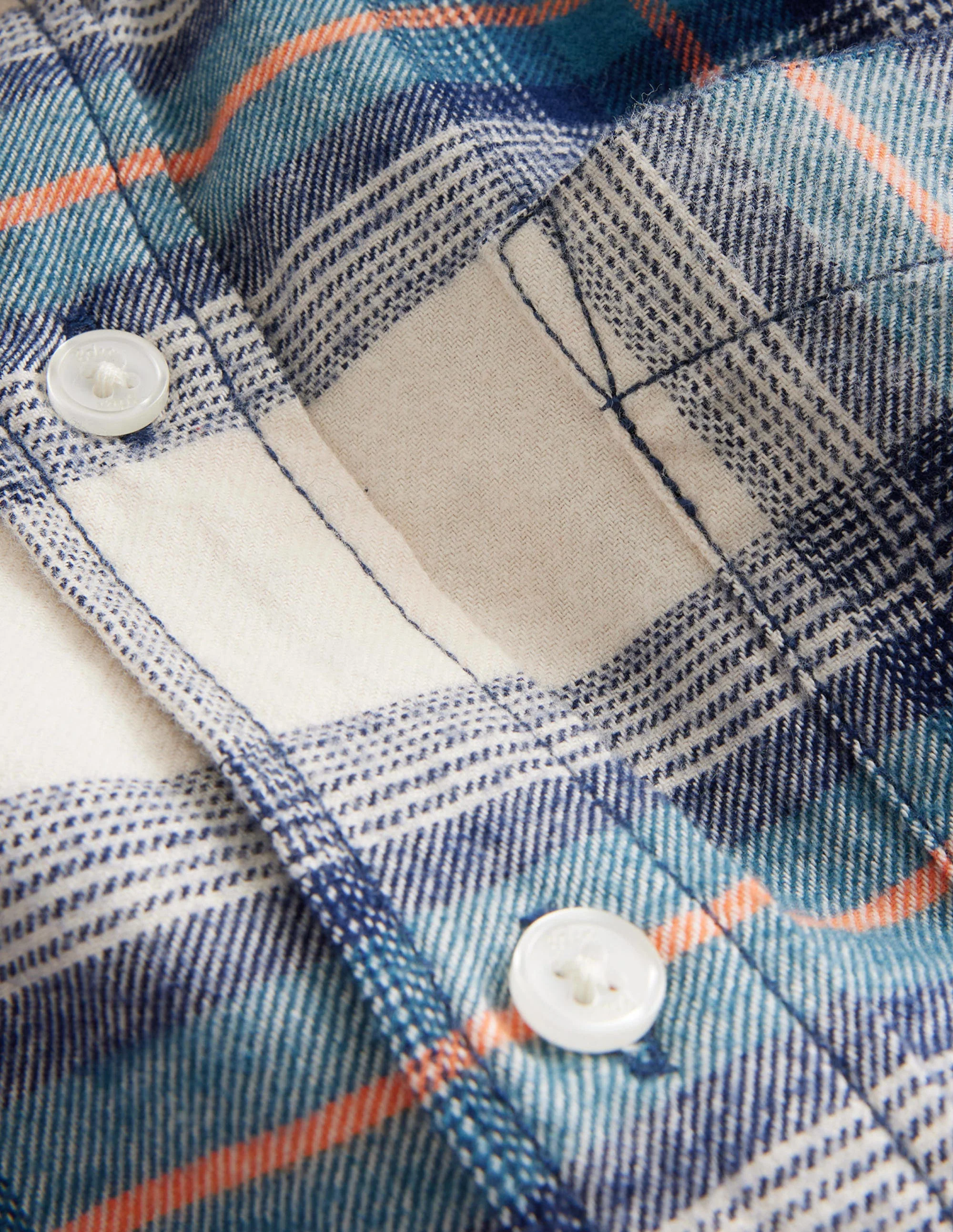 Brushed Flannel Shirt-Navy / Teal / Orange Check - Image 3