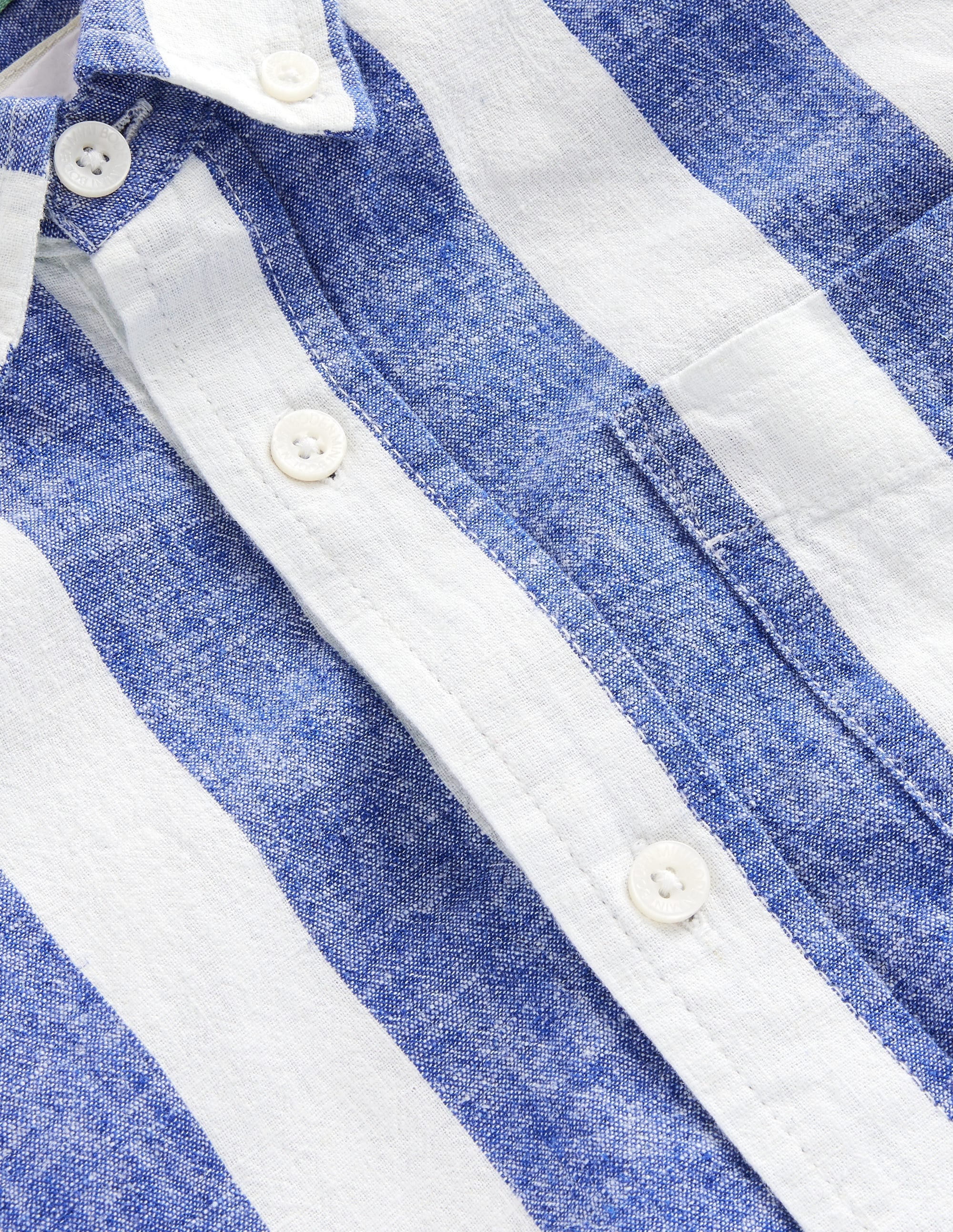 Cotton Linen Shirt-Sapphire Blue / Ivory Stripe - Image 3