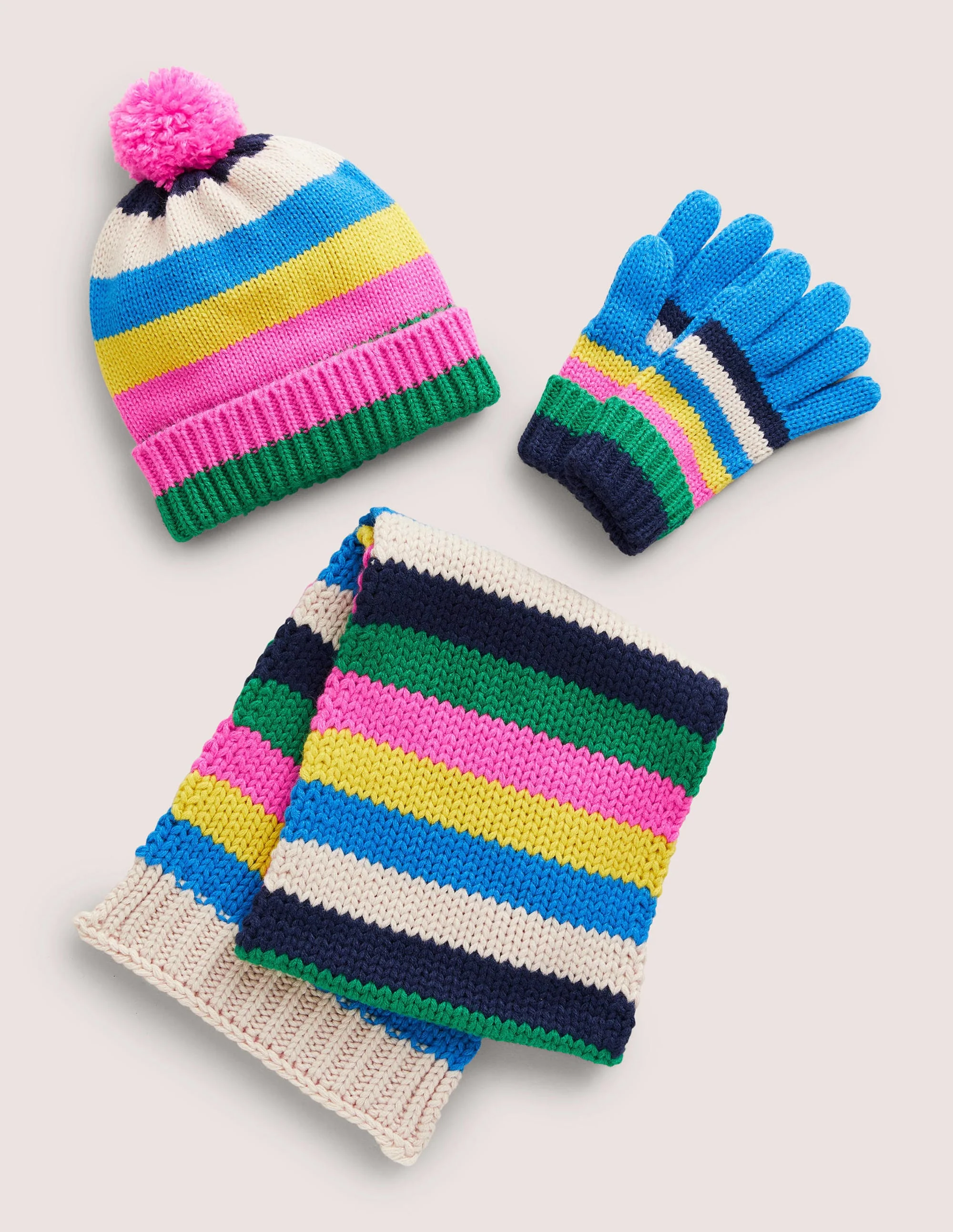 Knitted Set 3 Piece-Rainbow Stripe