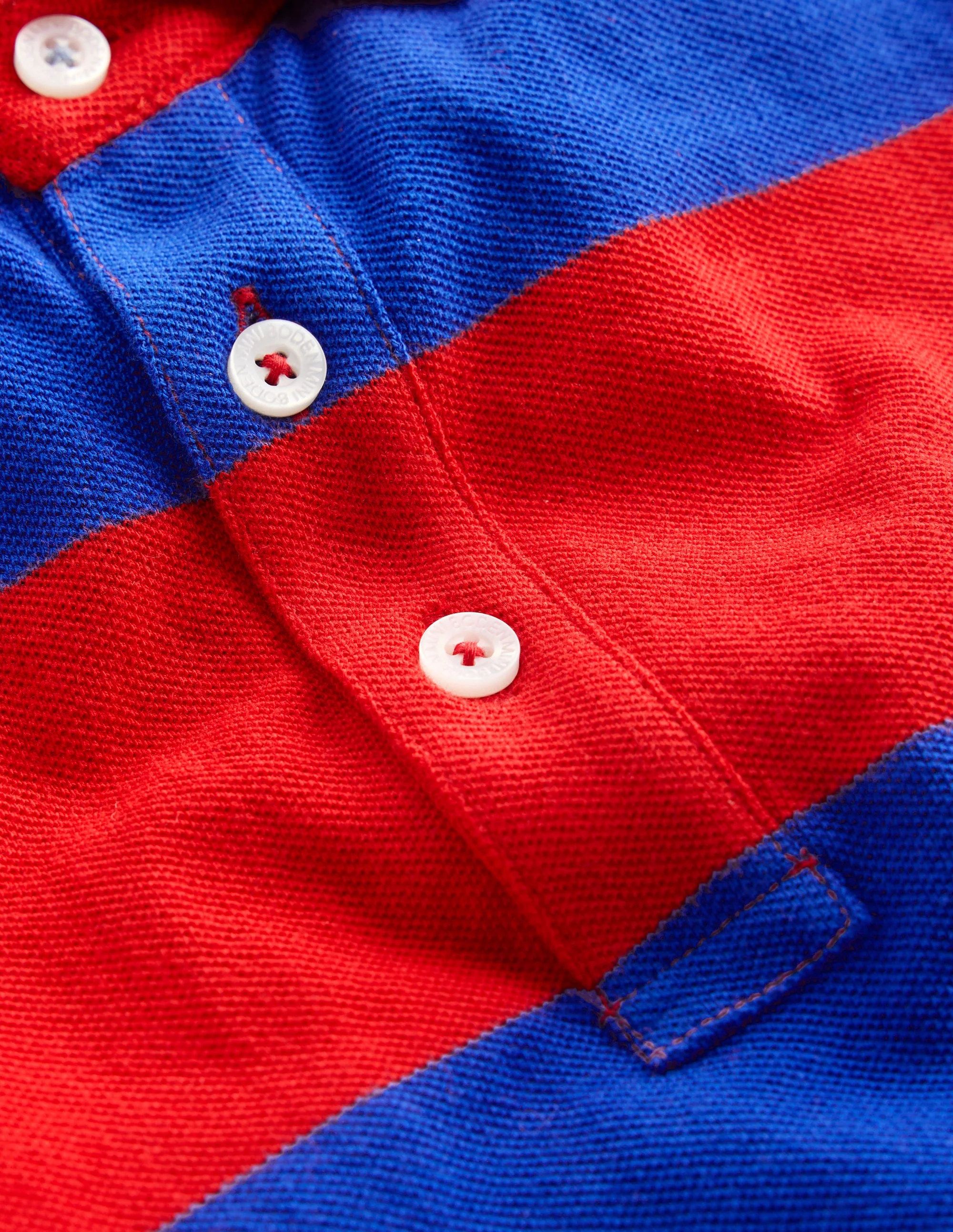 Piqué Polo Shirt-Poppy Red/ Gallery Blue Stripe - Image 3