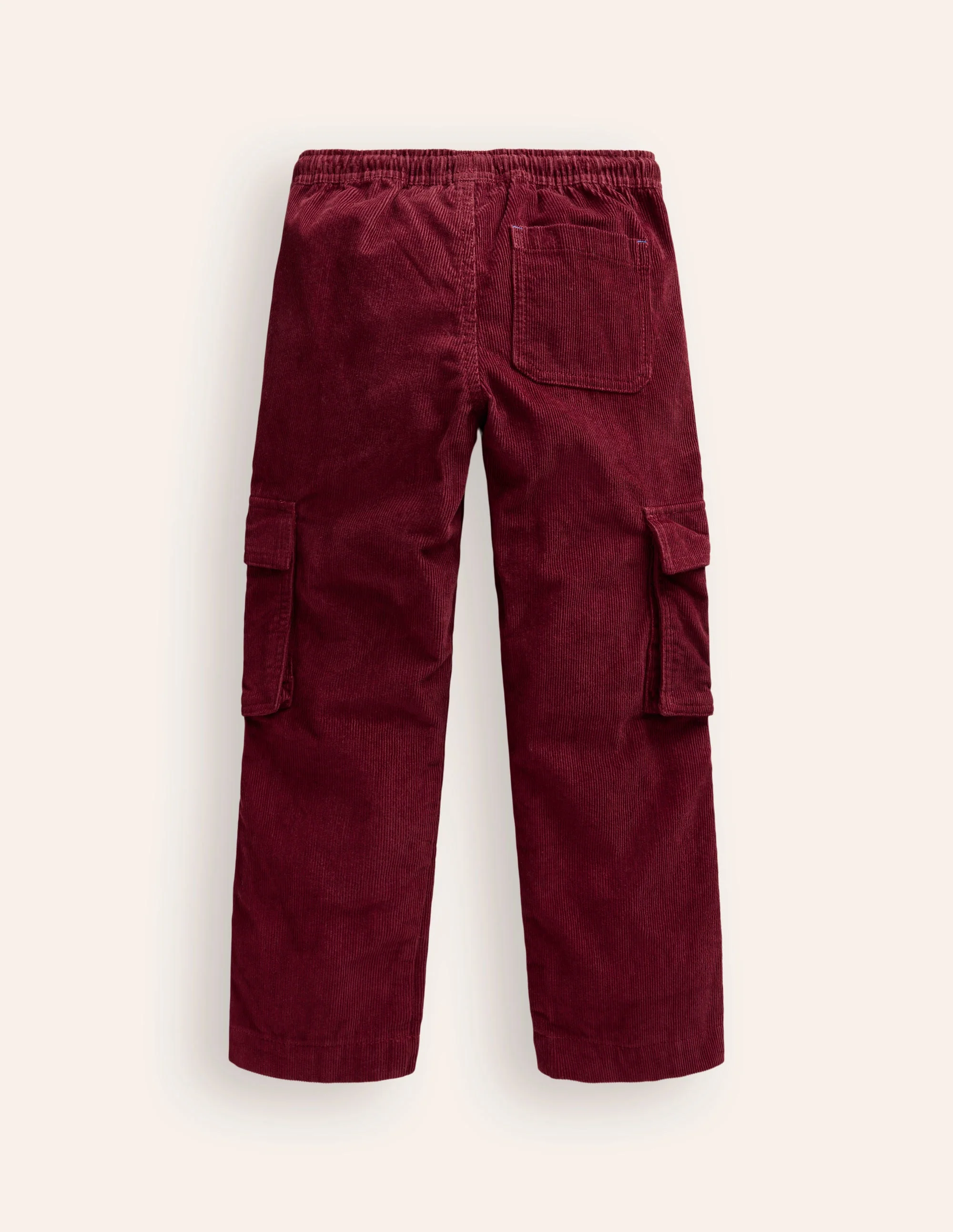 Pull-On Cord Cargo Trousers-Dark Ruby Red - Image 2
