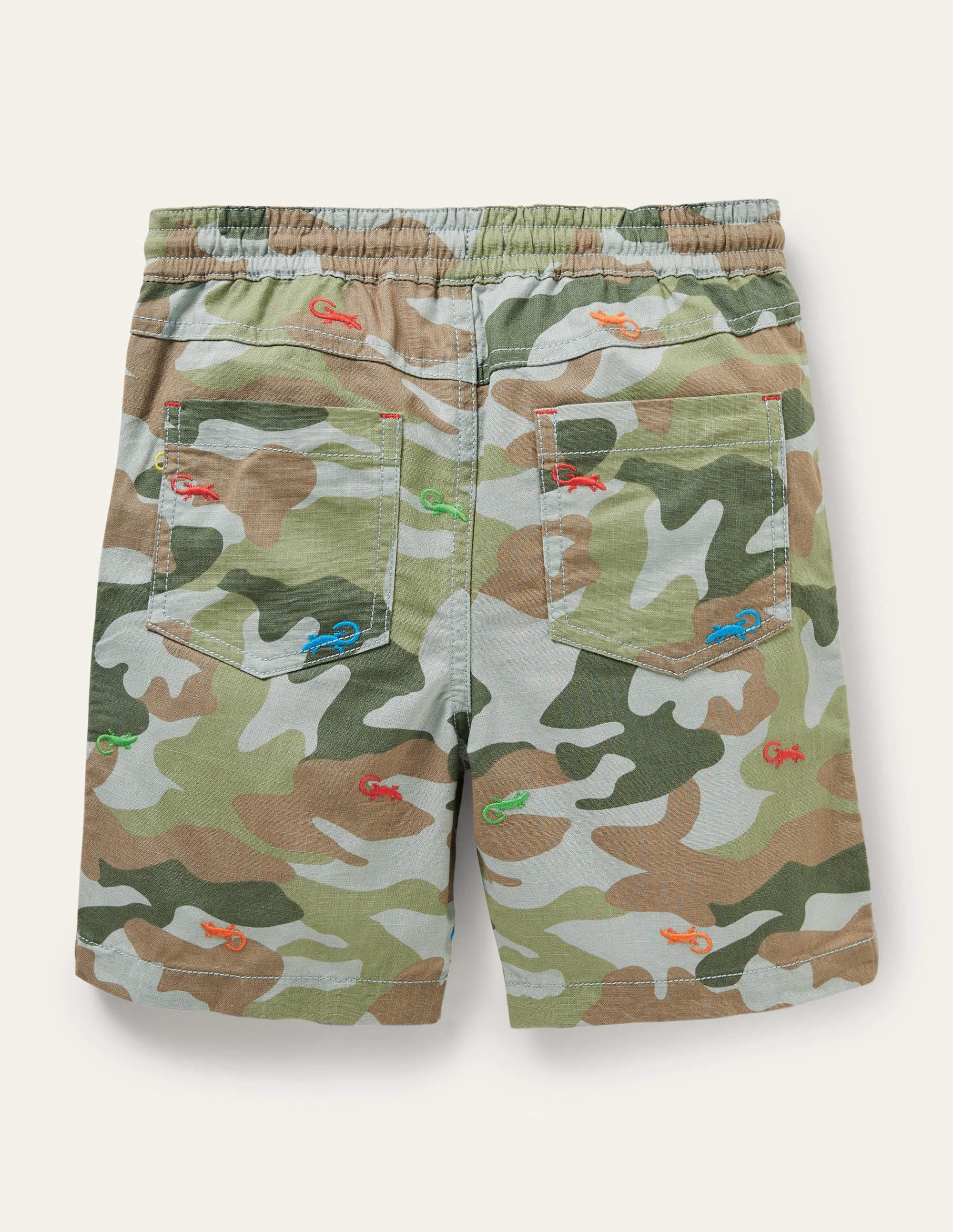 Pull-on Drawstring Shorts-Green Camouflage Lizard - Image 2