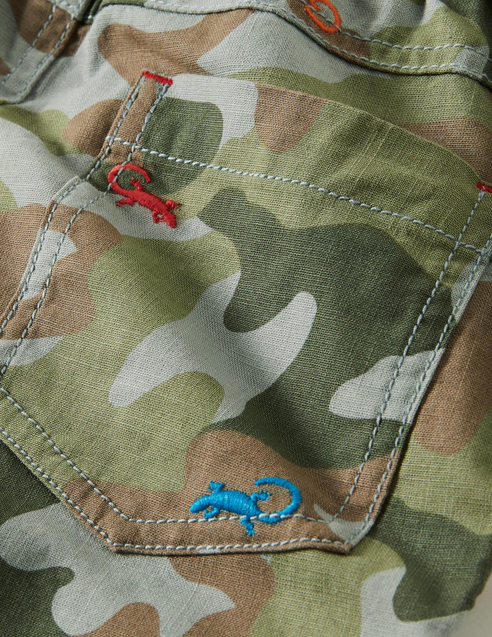 Pull-on Drawstring Shorts-Green Camouflage Lizard - Image 3
