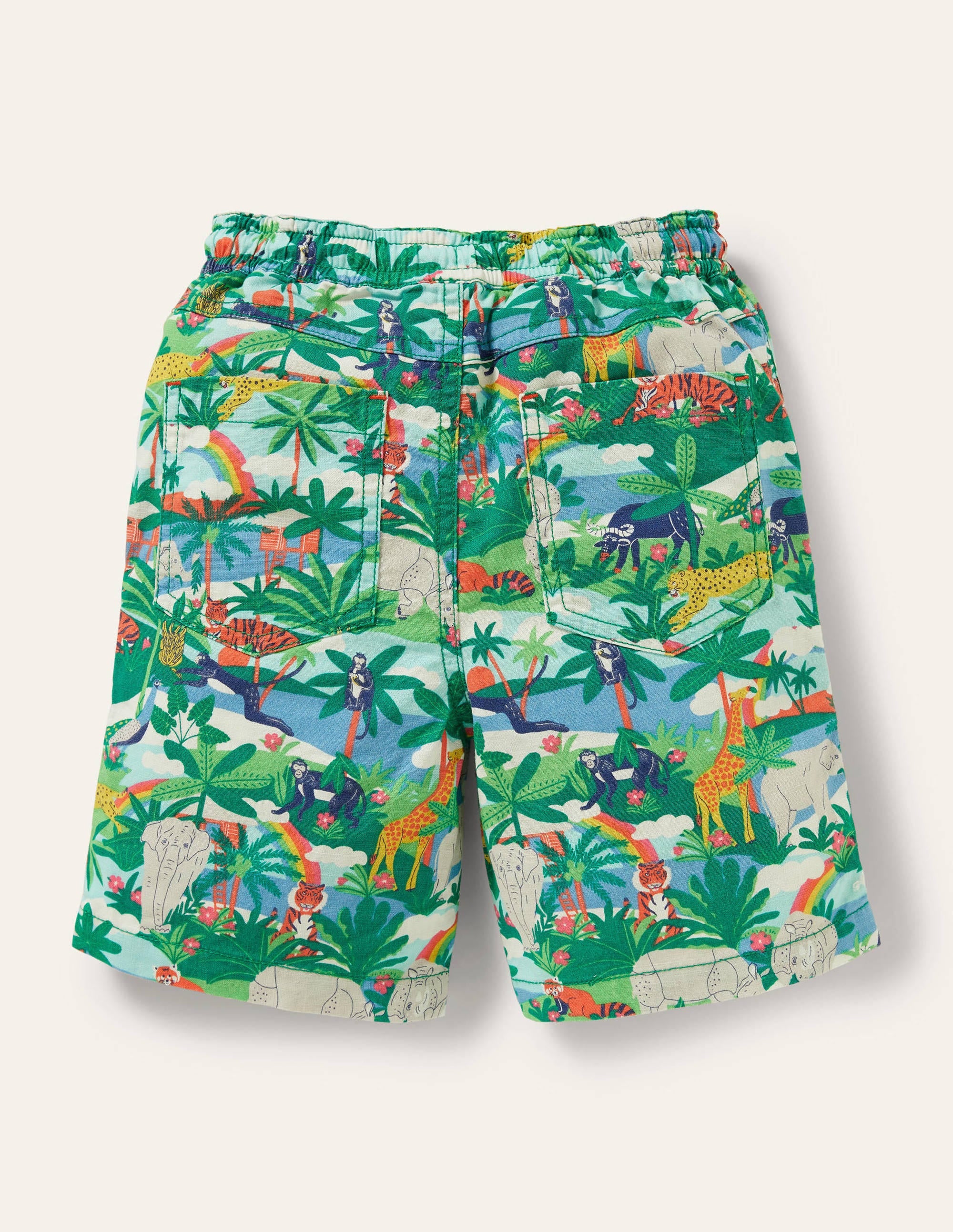 Pull-on Drawstring Shorts-Jungle Scene - Image 2