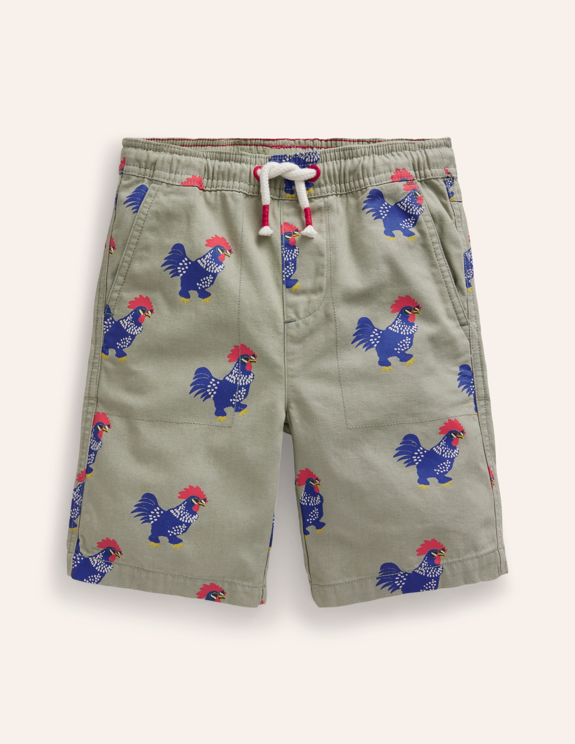 Pull-on Drawstring Shorts-Pottery Green Chicken