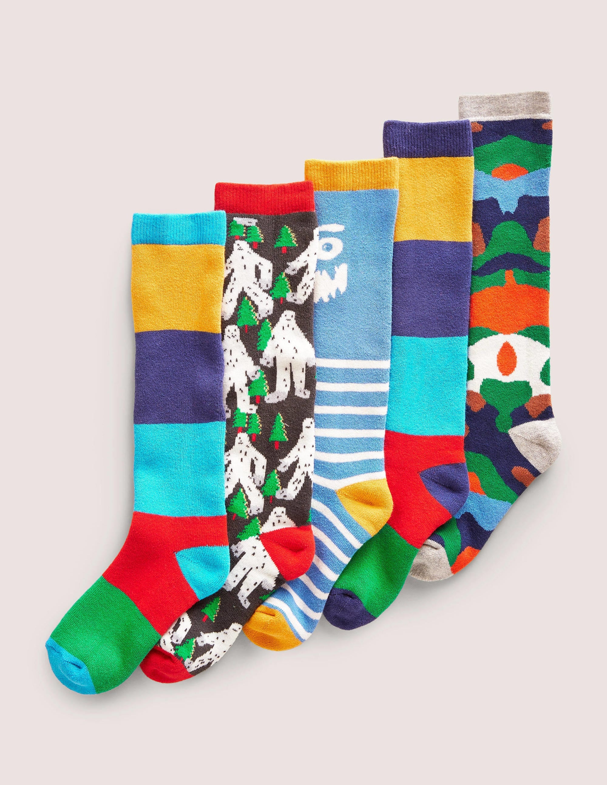 Ski Socks 5 Pack-Winter Multi