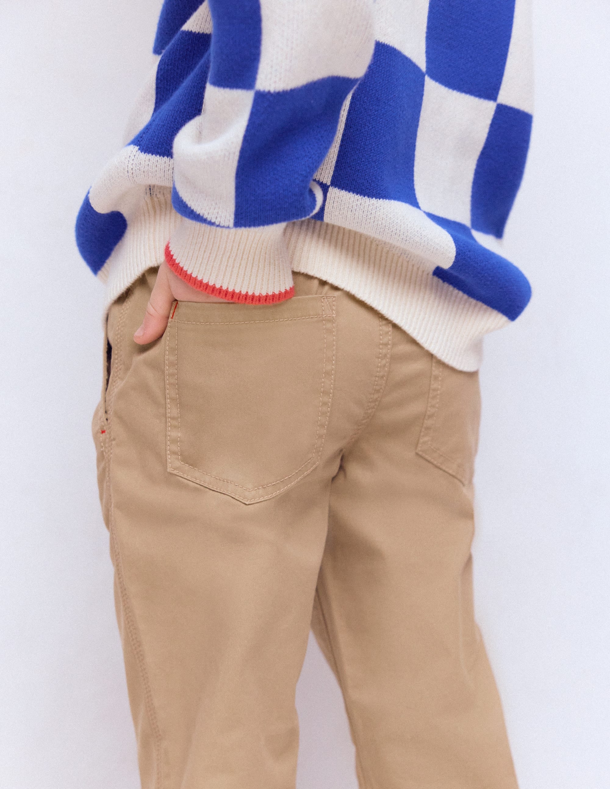 Slim Pull-on Trousers-Greige - Image 3