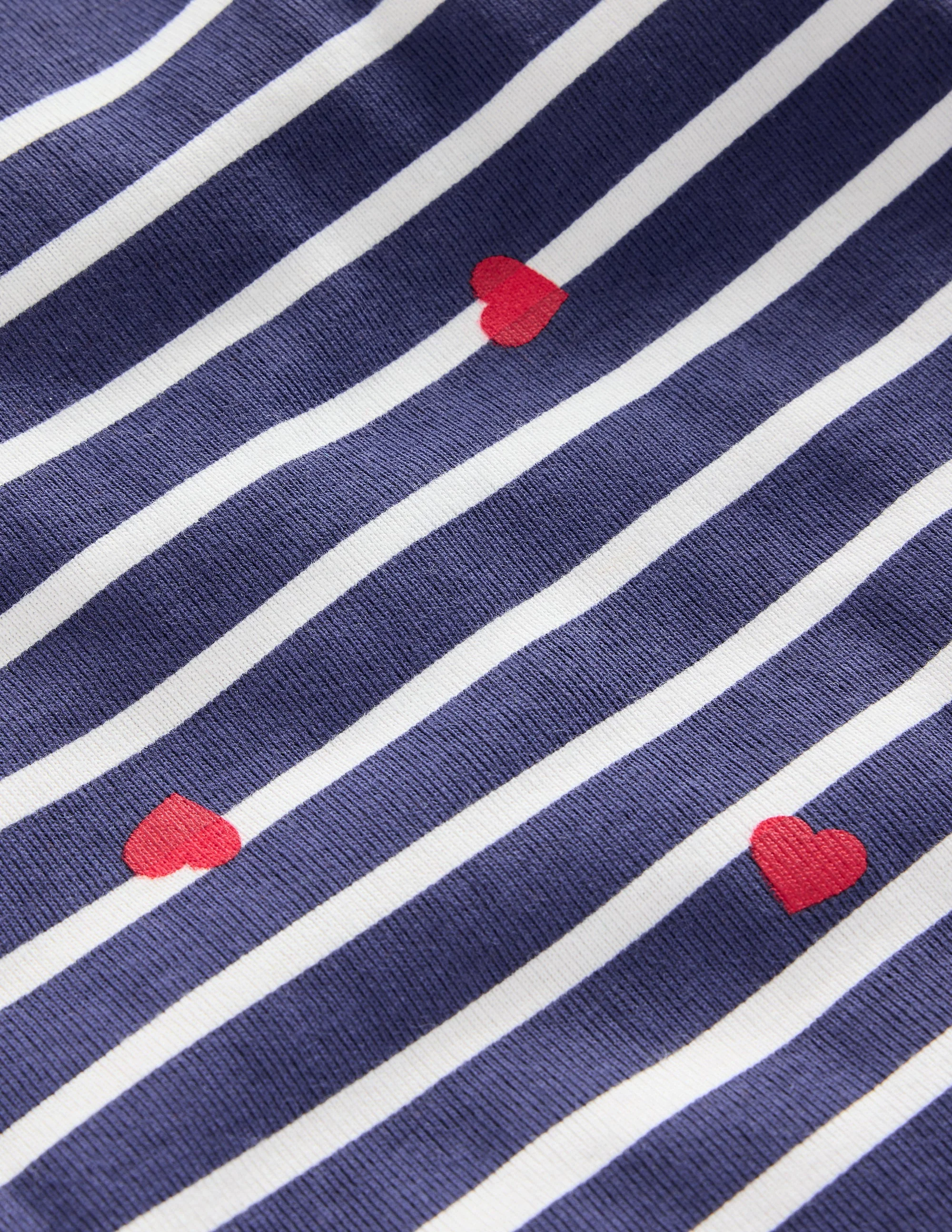 Snug Long John Pyjamas-Navy Breton with Tiny Hearts - Image 3