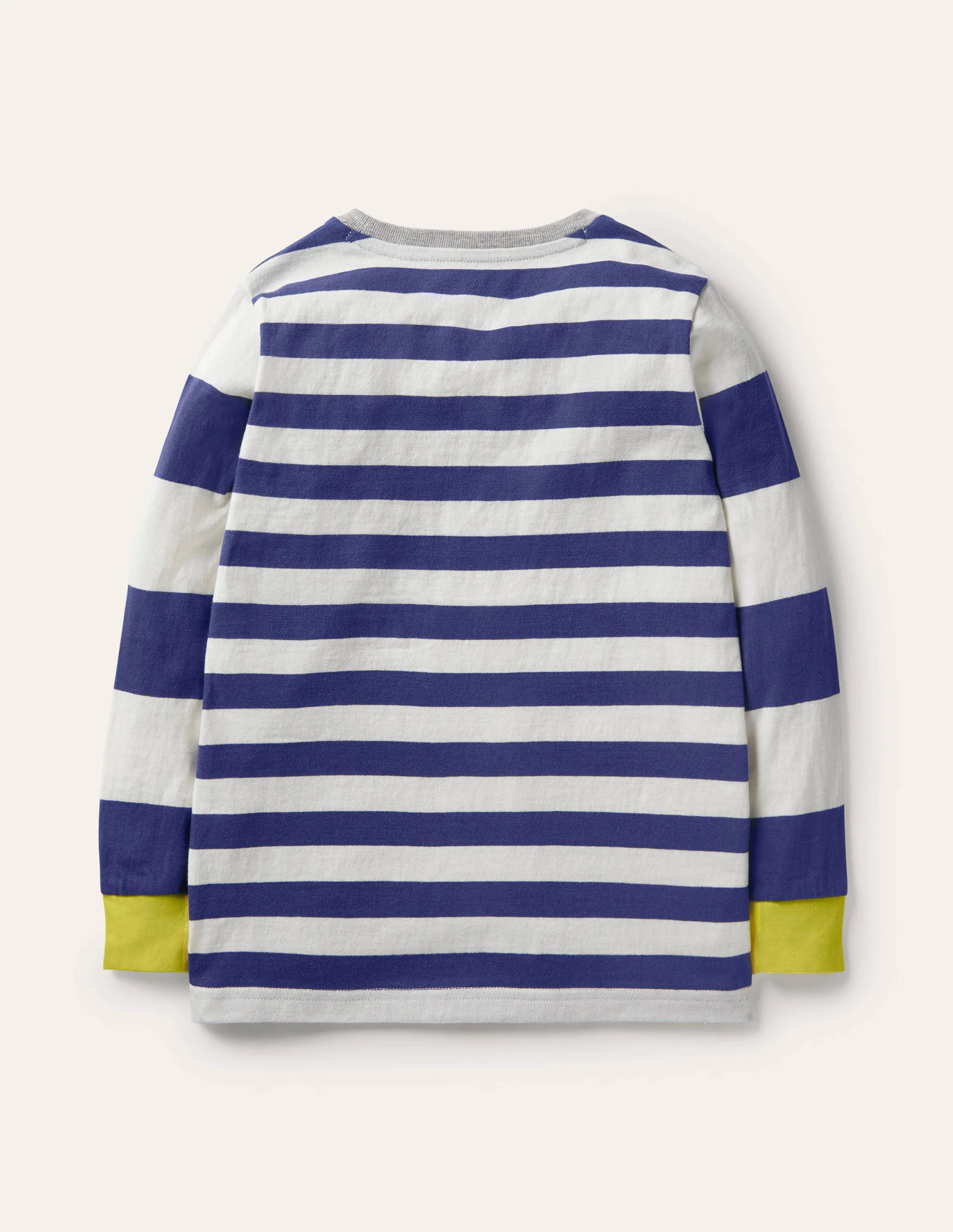 Stripe Animal Appliqué T-shirt-College Navy/Ivory Frog - Image 2