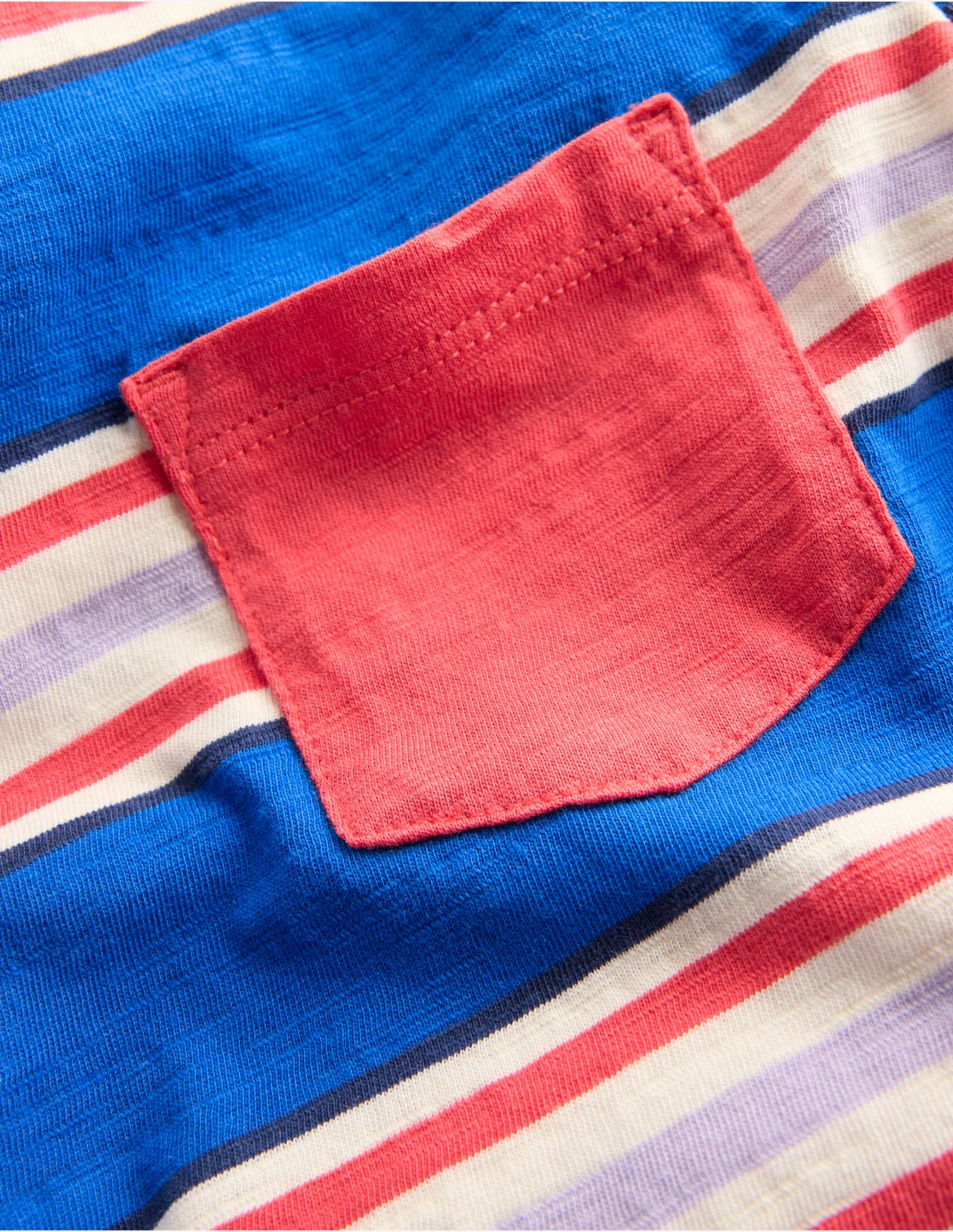 Stripe Pocket T-shirt-Princess Blue and Cayenne - Image 3