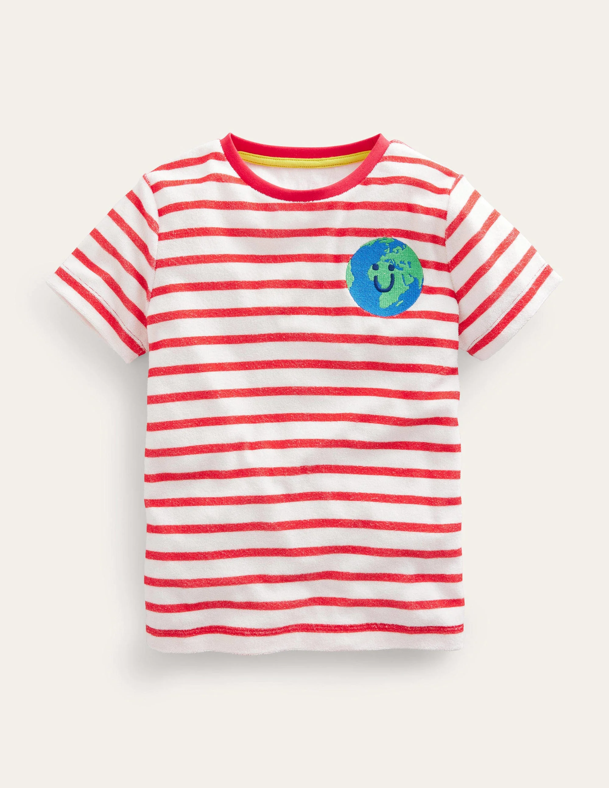 Towelling Logo T-shirt-Ivory/Red
