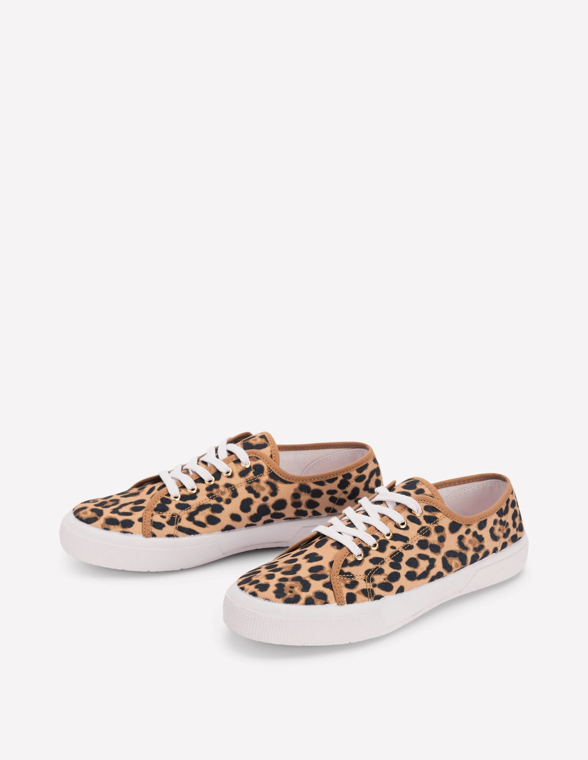 Contrast Lace Up Plimsoll-Leopard - Image 3