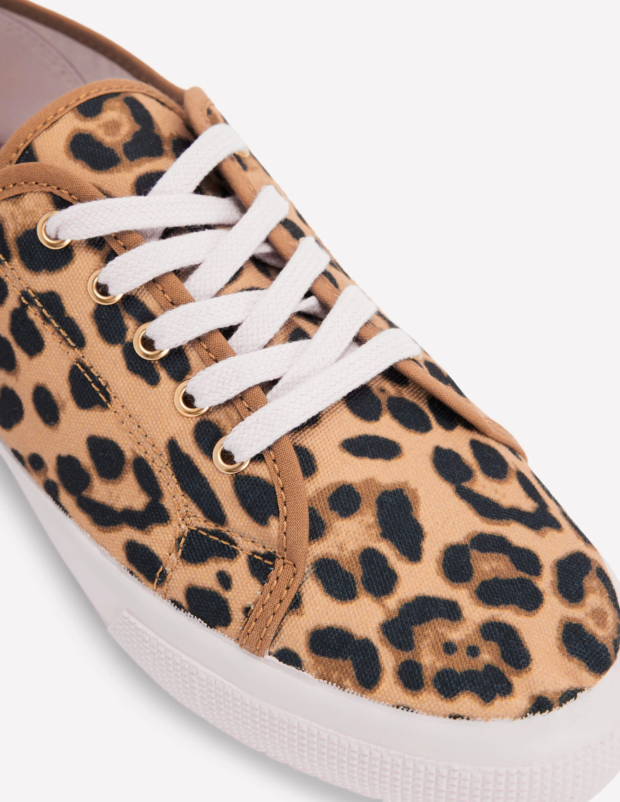 Contrast Lace Up Plimsoll-Leopard - Image 4