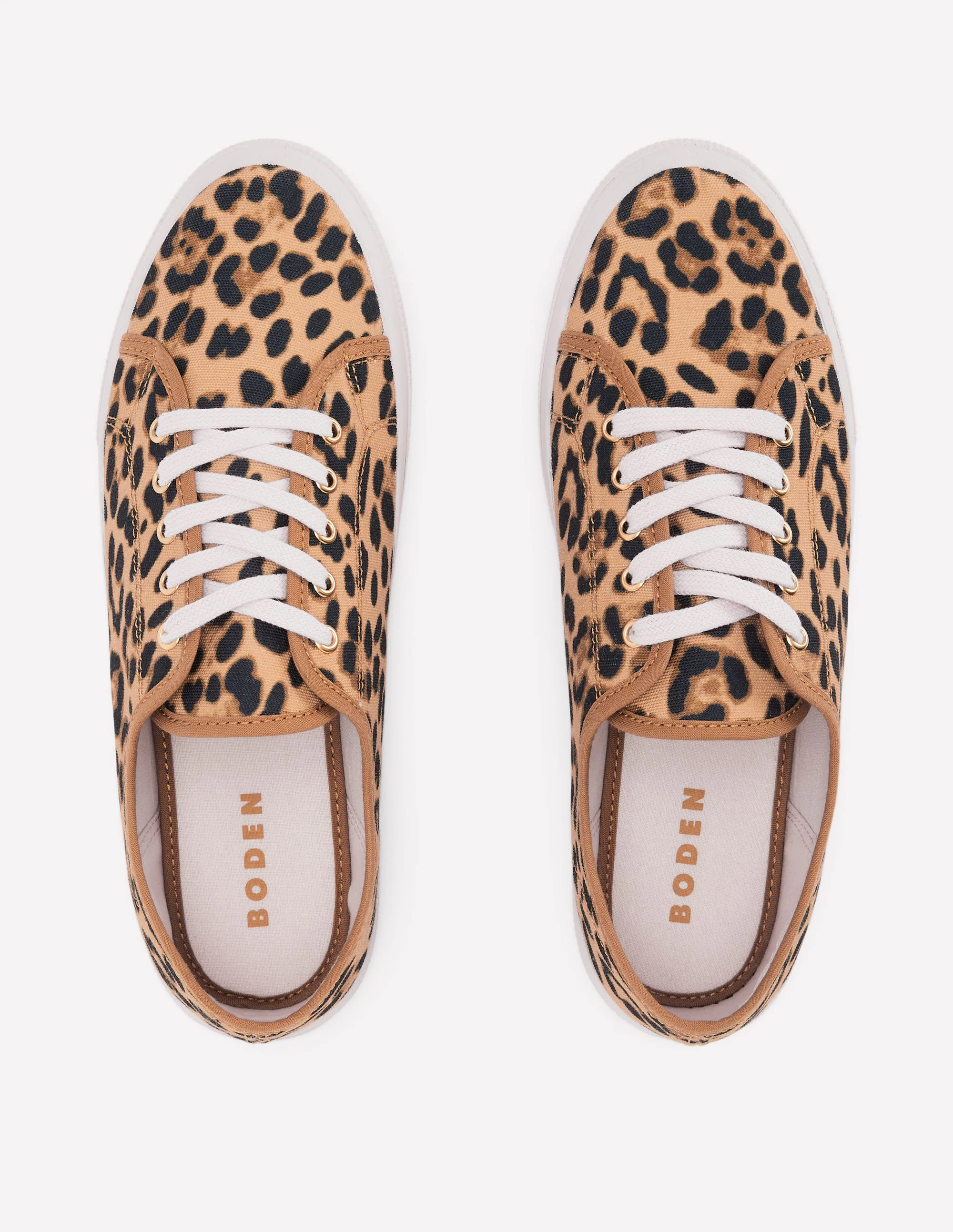 Contrast Lace Up Plimsoll-Leopard - Image 5