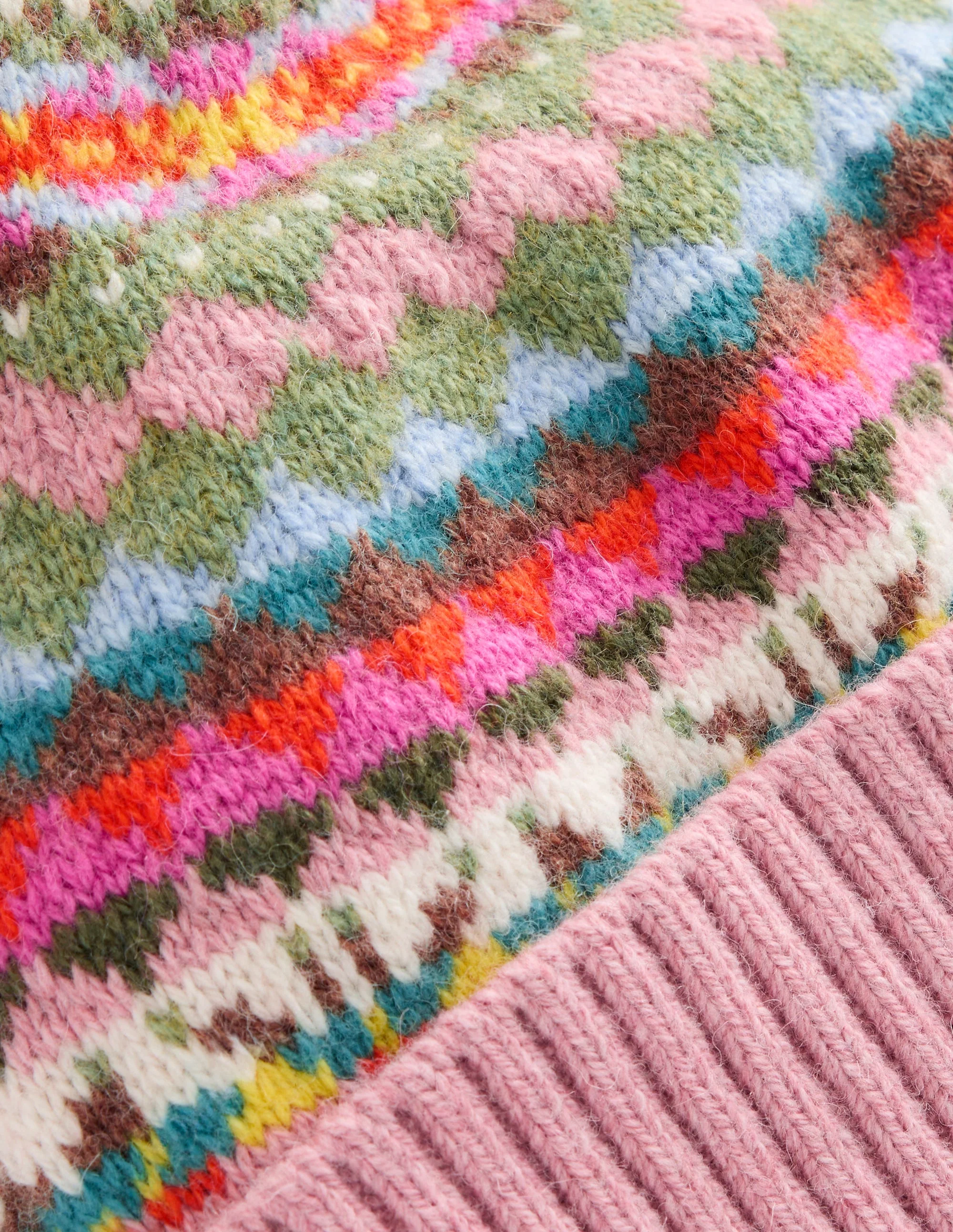 Edie Fair Isle Beanie-Pink - Image 3