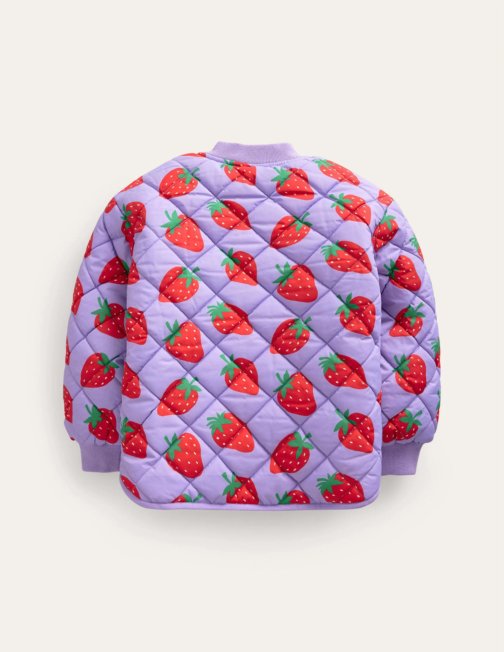 Fun Quilted Bomber Jacket-Parma Violet Strawberries - Image 2