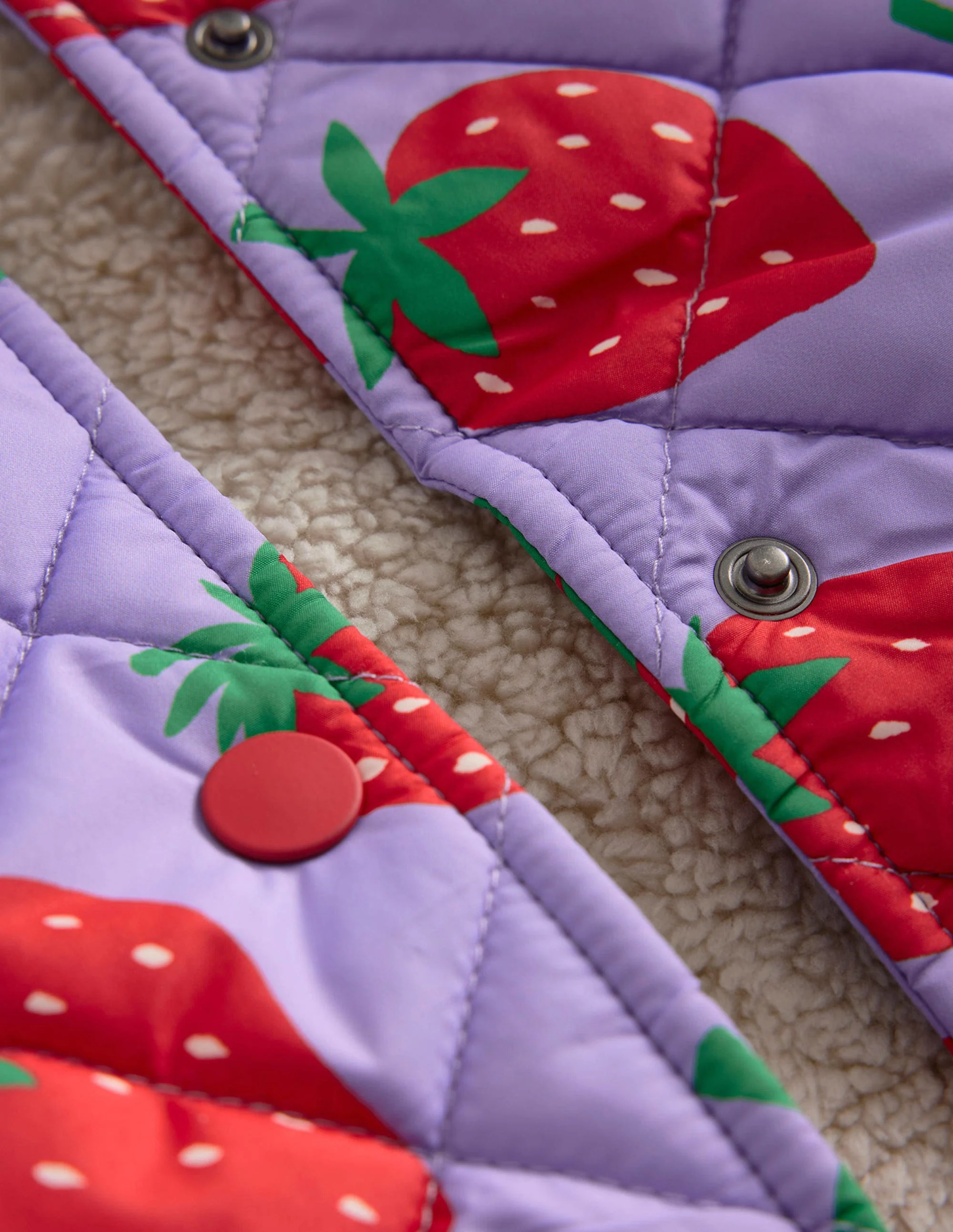 Fun Quilted Bomber Jacket-Parma Violet Strawberries - Image 3