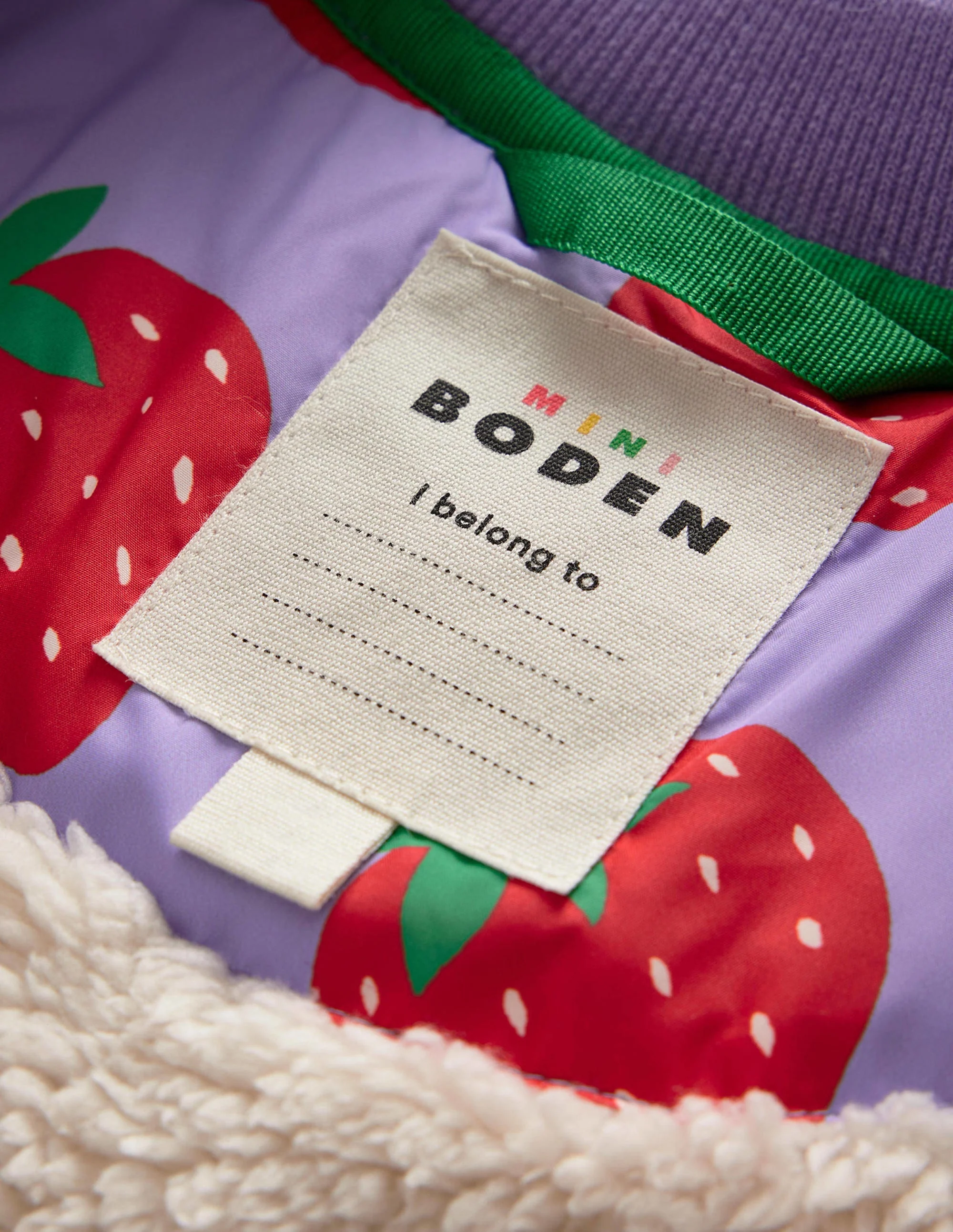 Fun Quilted Bomber Jacket-Parma Violet Strawberries - Image 4