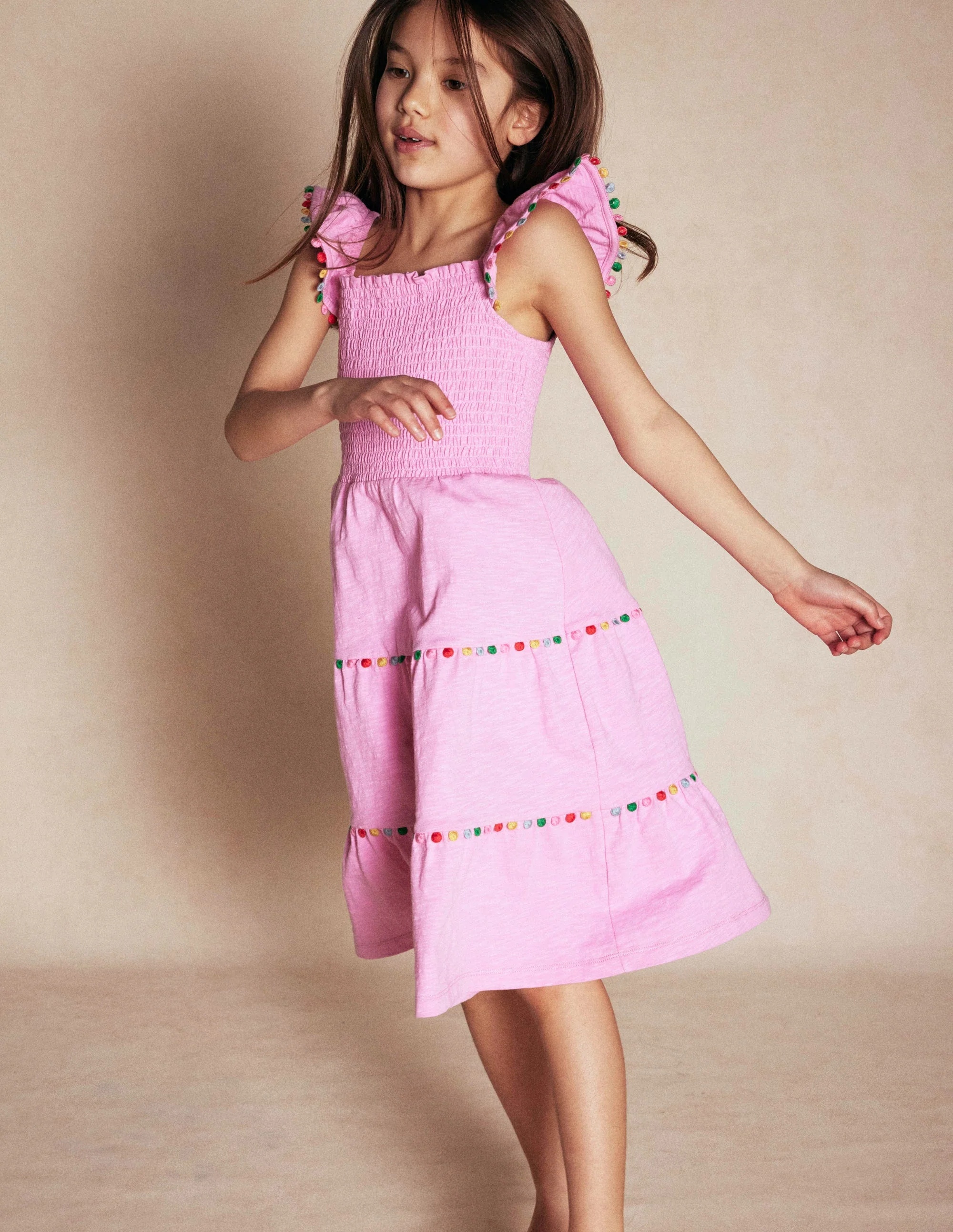 Addison Twirly Pom Dress-Pink - Image 4