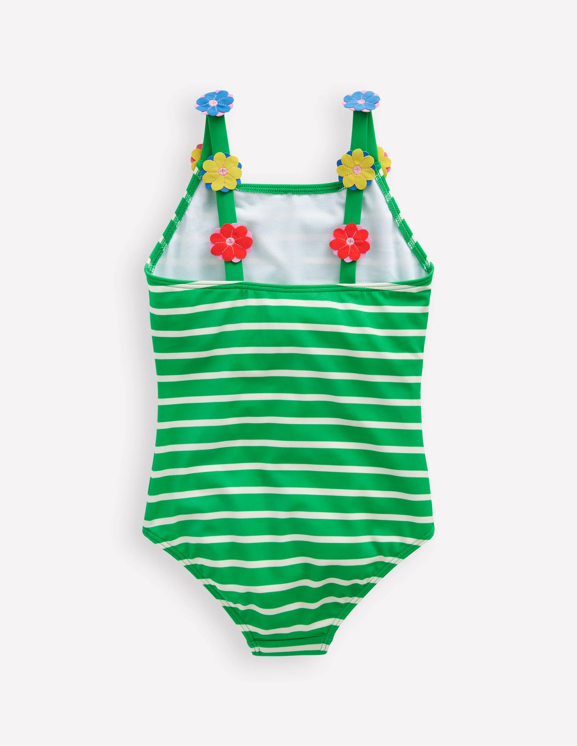 Appliqué  Strap Swimsuit-Sapling Green Stripe Hearts - Image 2