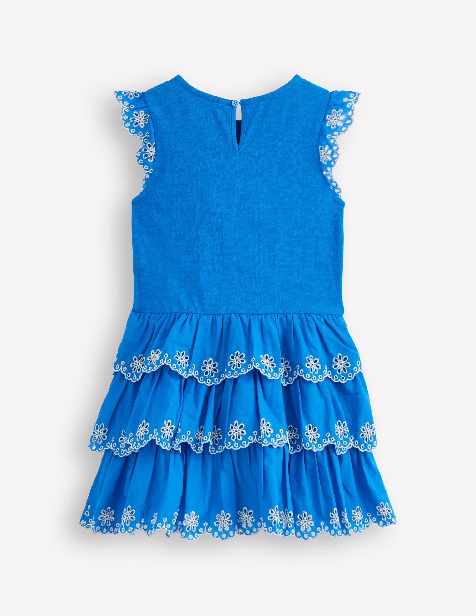 Broderie Mix Jersey Dress-Cerulean Blue - Image 2