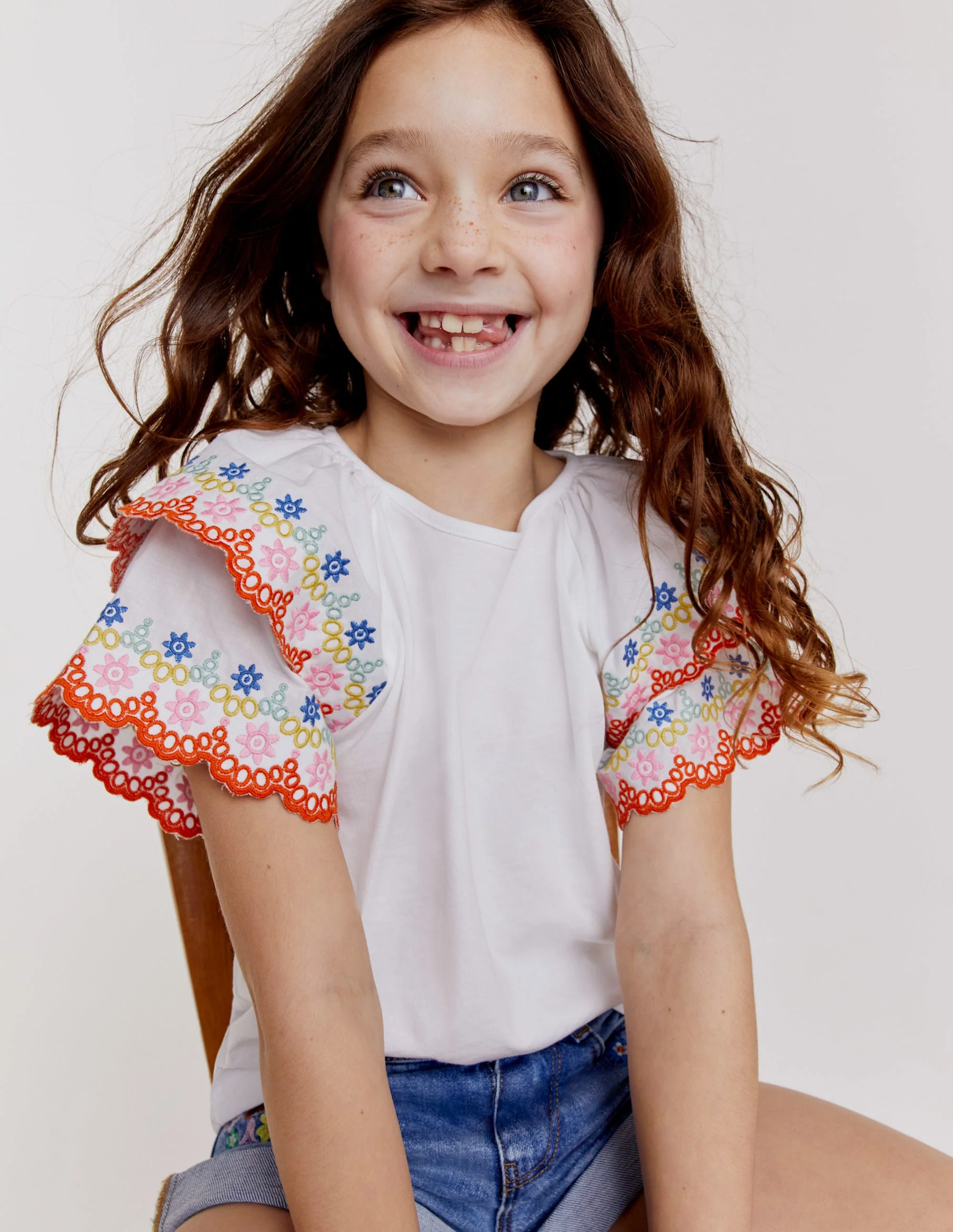 Broderie Mix T-shirt-White - Image 4