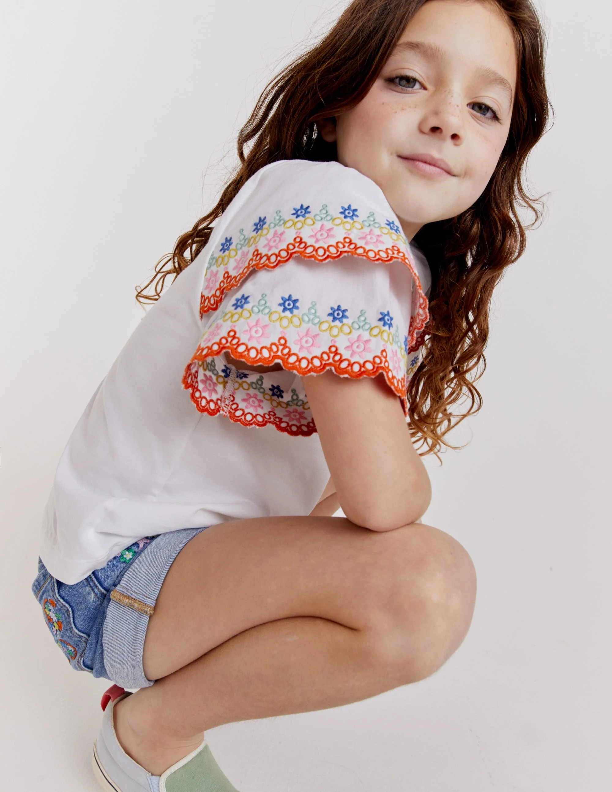 Broderie Mix T-shirt-White - Image 9
