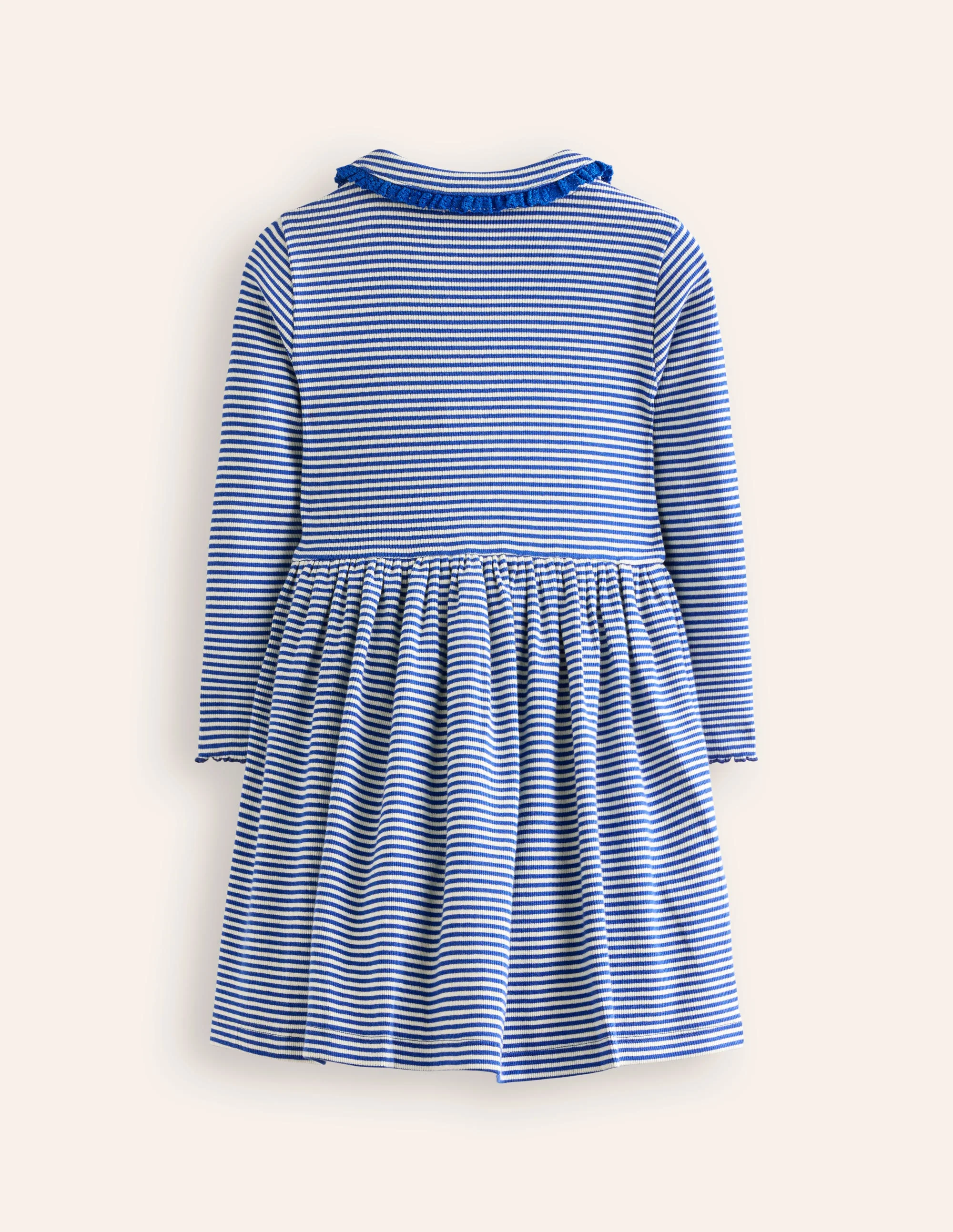 Collared Rib Twirly Dress-Bluejay/ Ivory Stripe - Image 2
