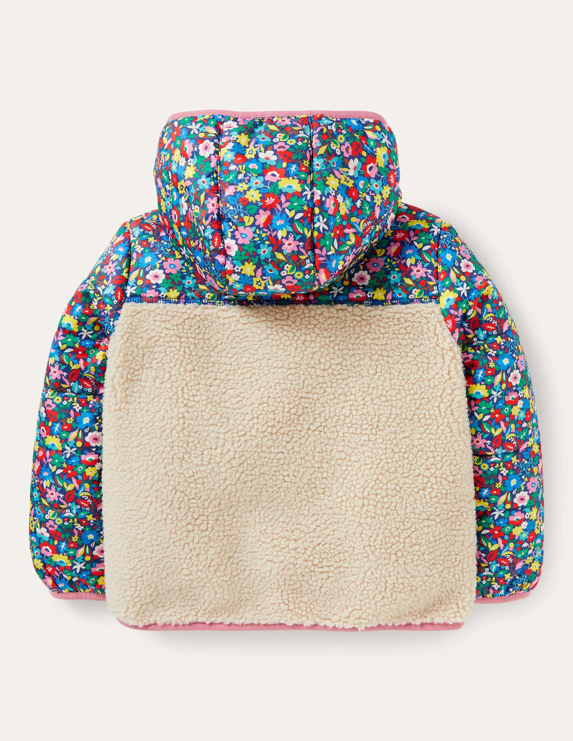 Colourblock Borg Jacket-Borg Multi Patchwork Floral - Image 2