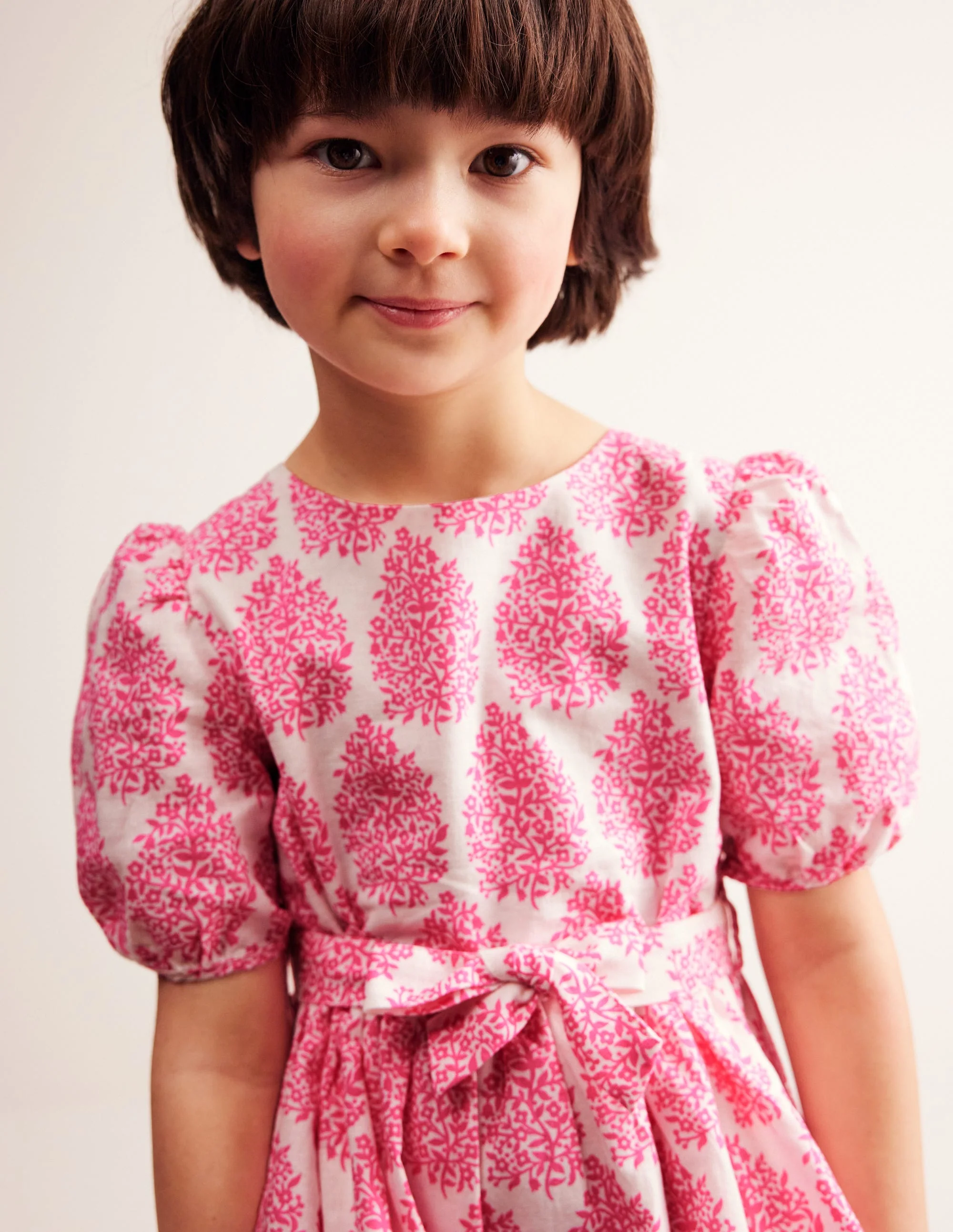 Cotton Linen Vintage Dress-Pink Floret Paisley - Image 2