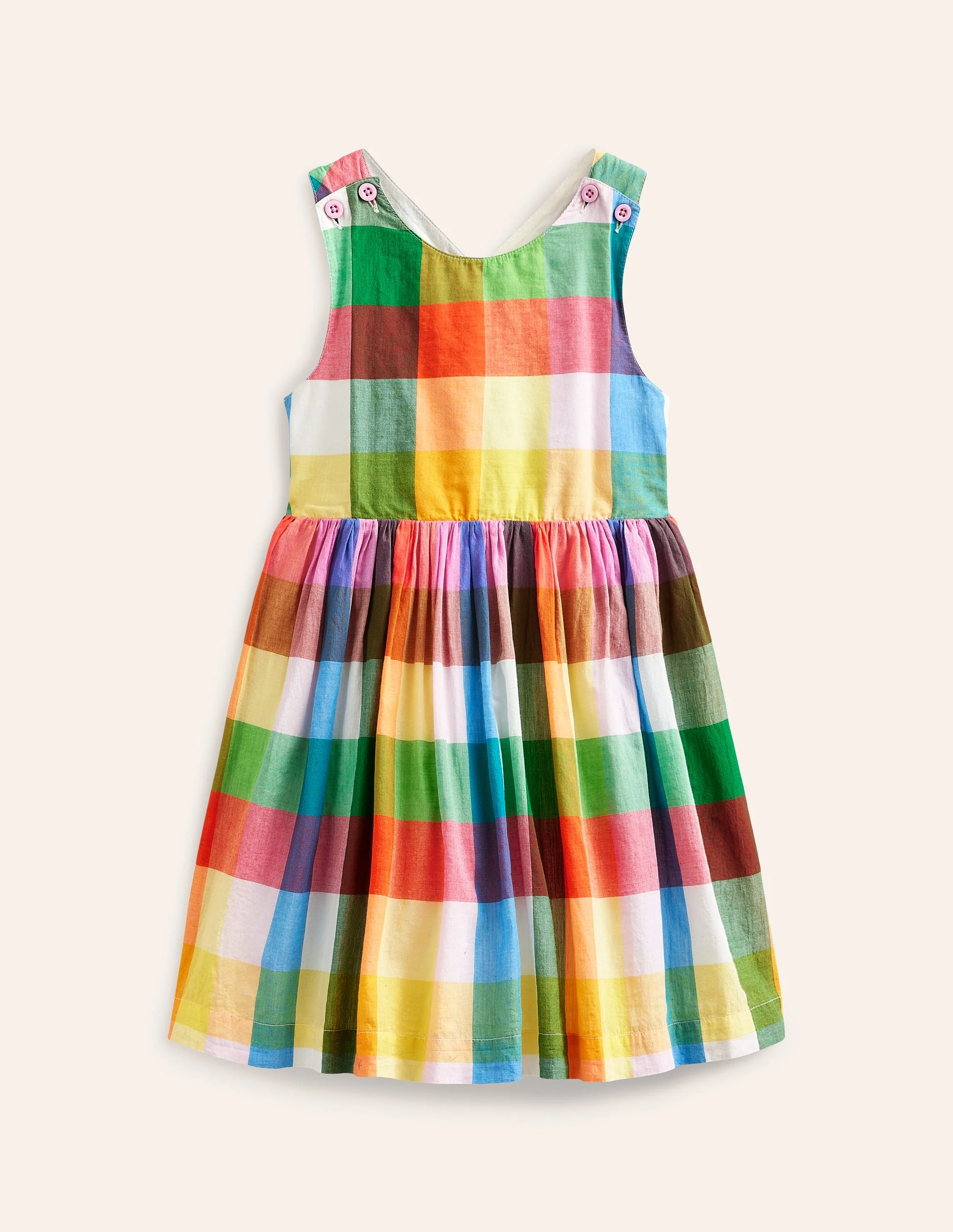Cross-Back Dress-Bright Neon Multi Gingham - Image 8