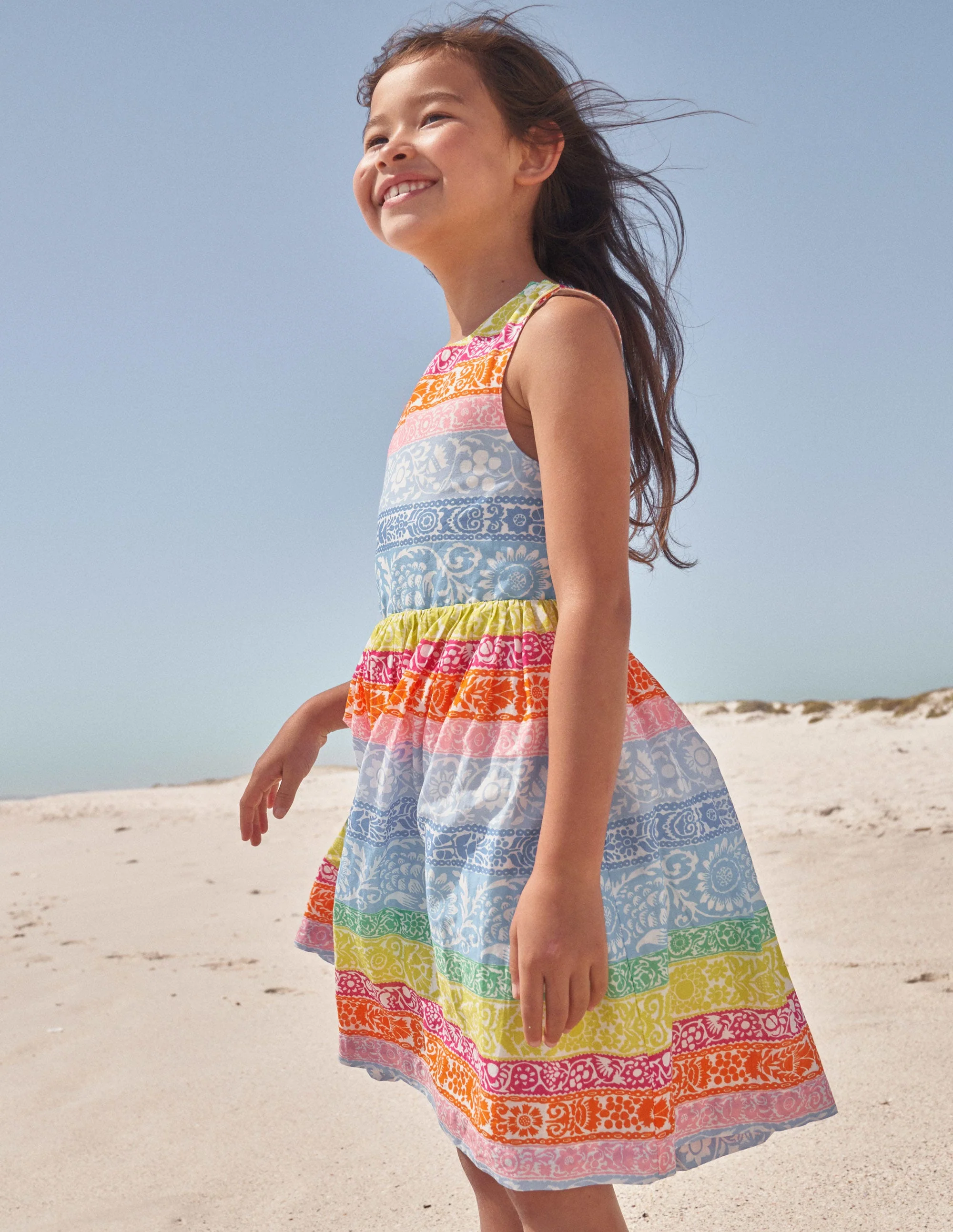 Cross-Back Dress-Multi Wallpaper Stripe - Image 4