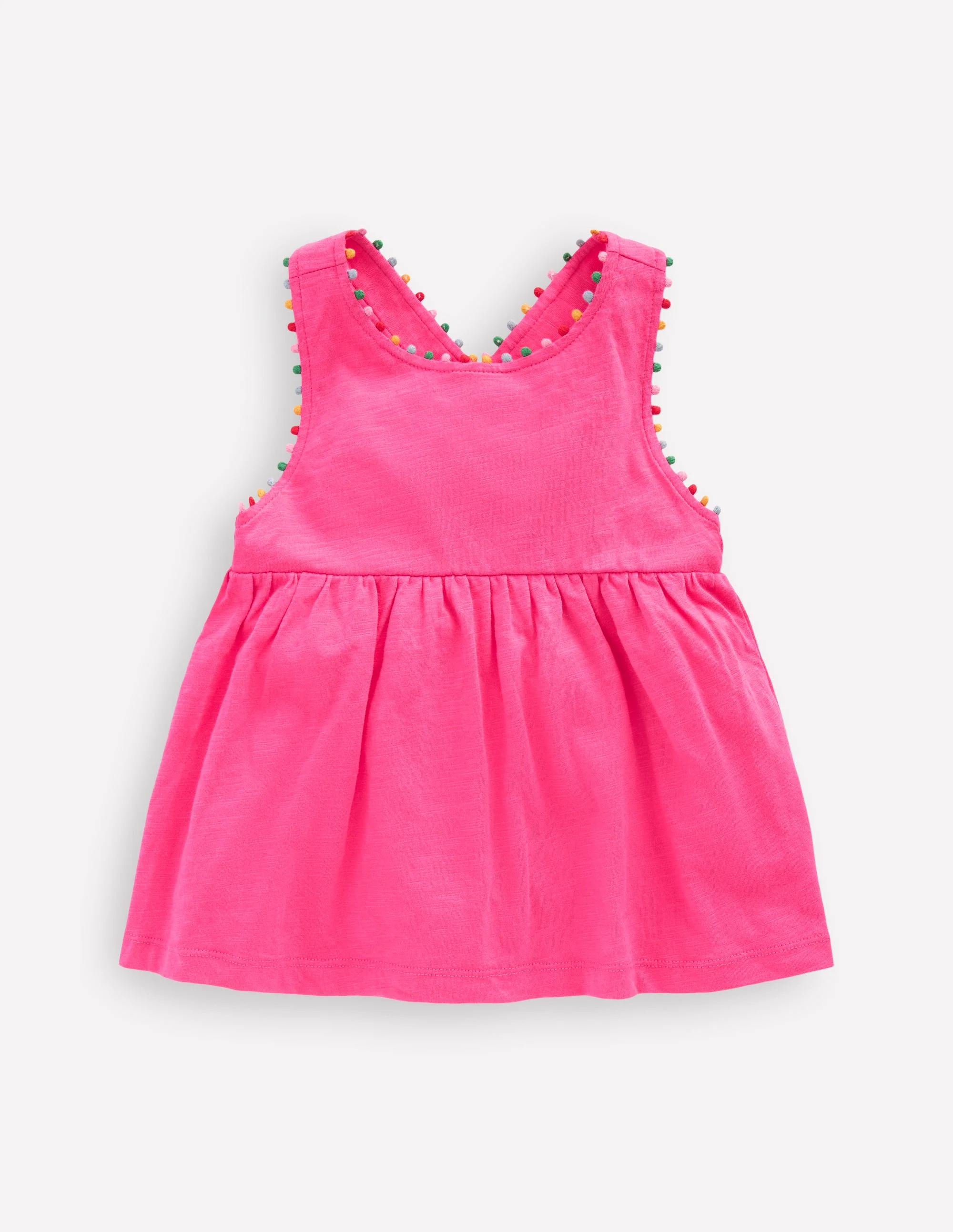 Cross-back Pom Vest-Flamingo Pink - Image 2