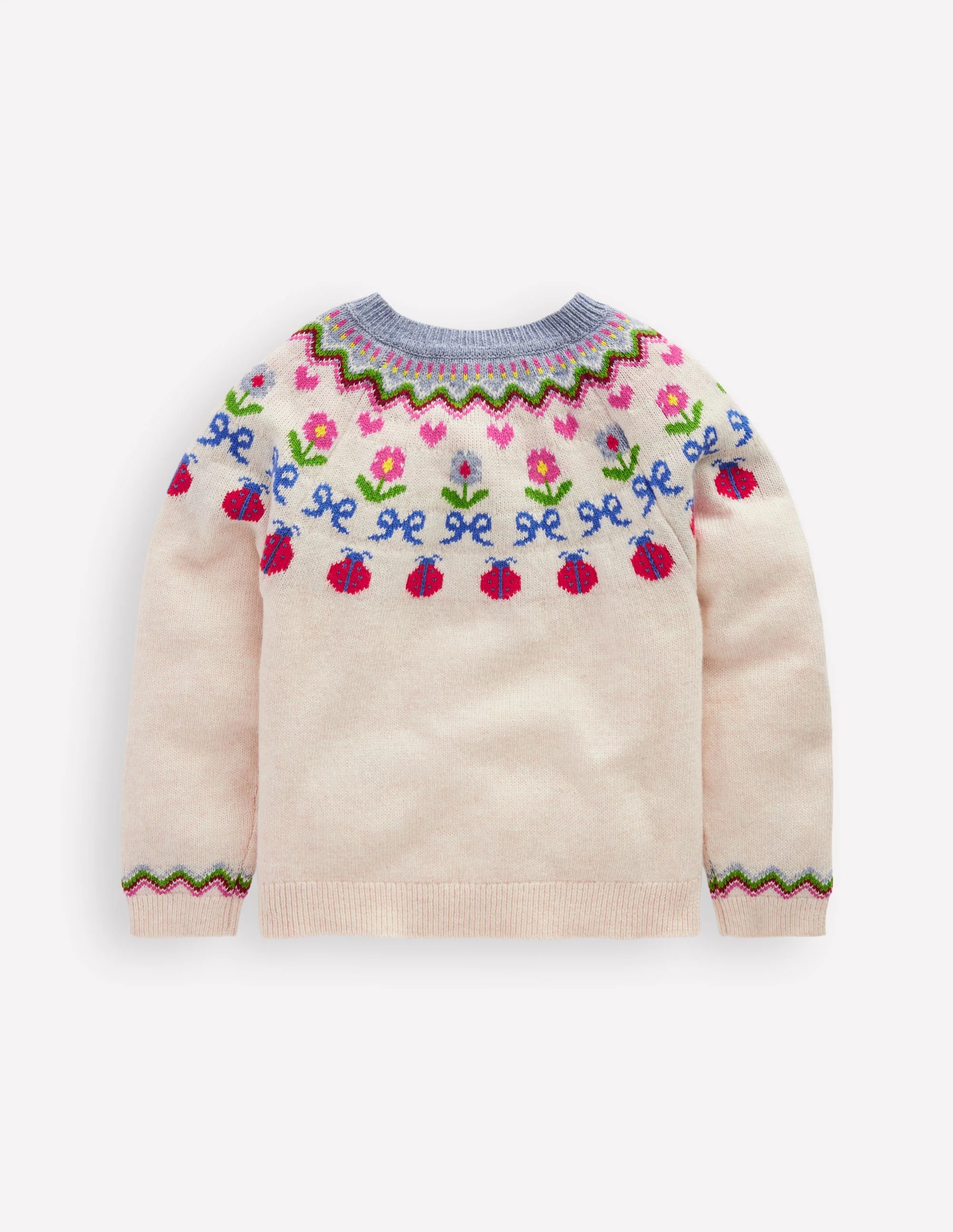 Edie Fair Isle Cardigan-Ecru Marl Flowers - Image 2