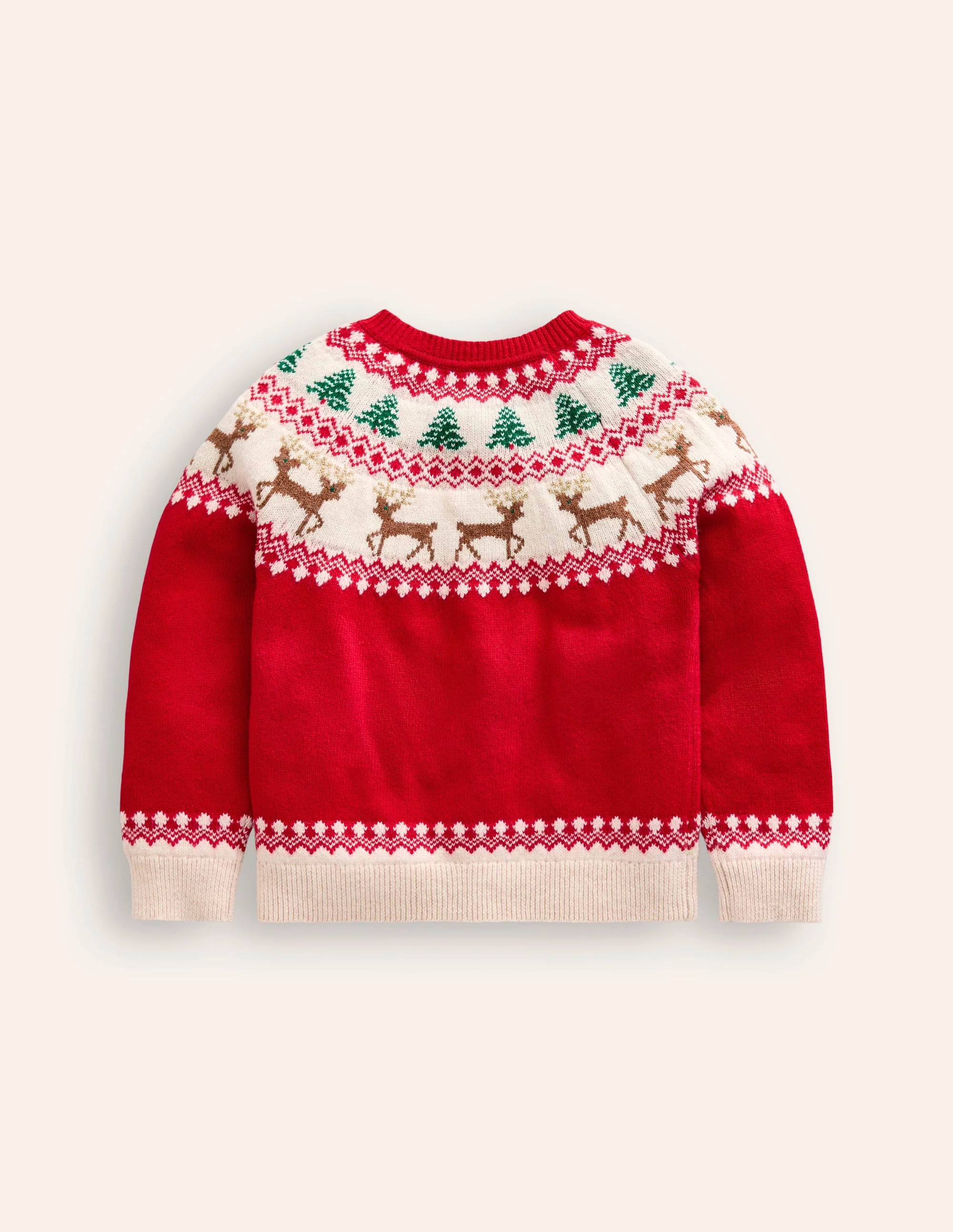 Edie Fair Isle Cardigan-Poppy Red Reindeer - Image 2