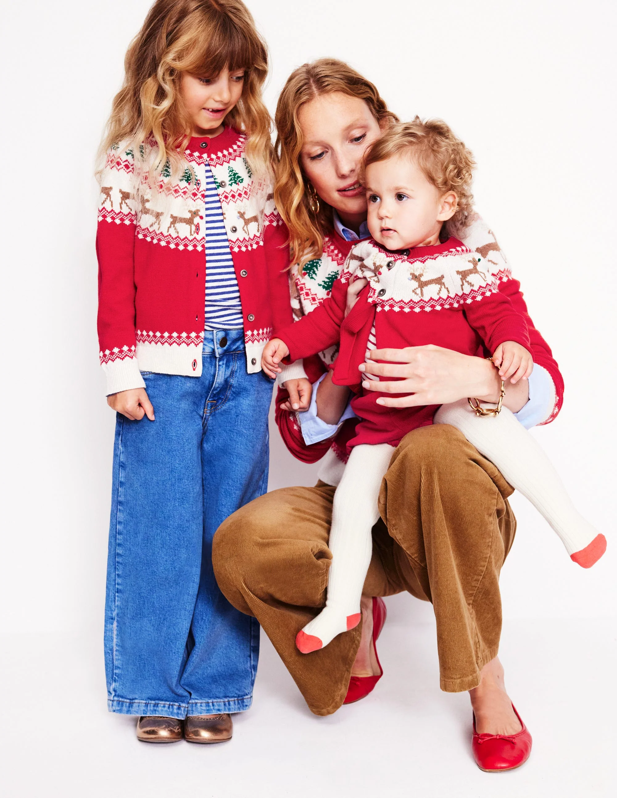 Edie Fair Isle Cardigan-Poppy Red Reindeer - Image 5