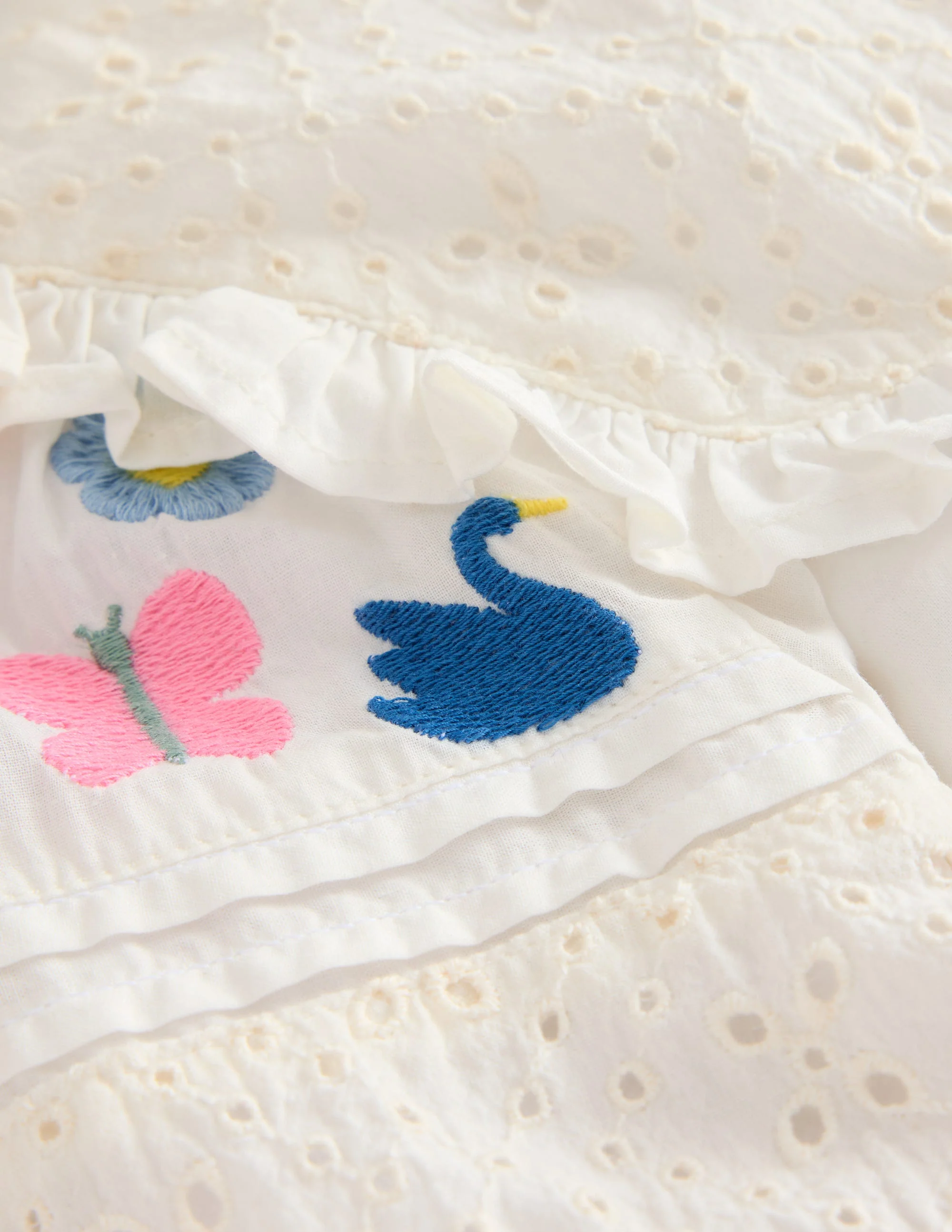 Embroidered Broderie Top-Vanilla White - Image 4
