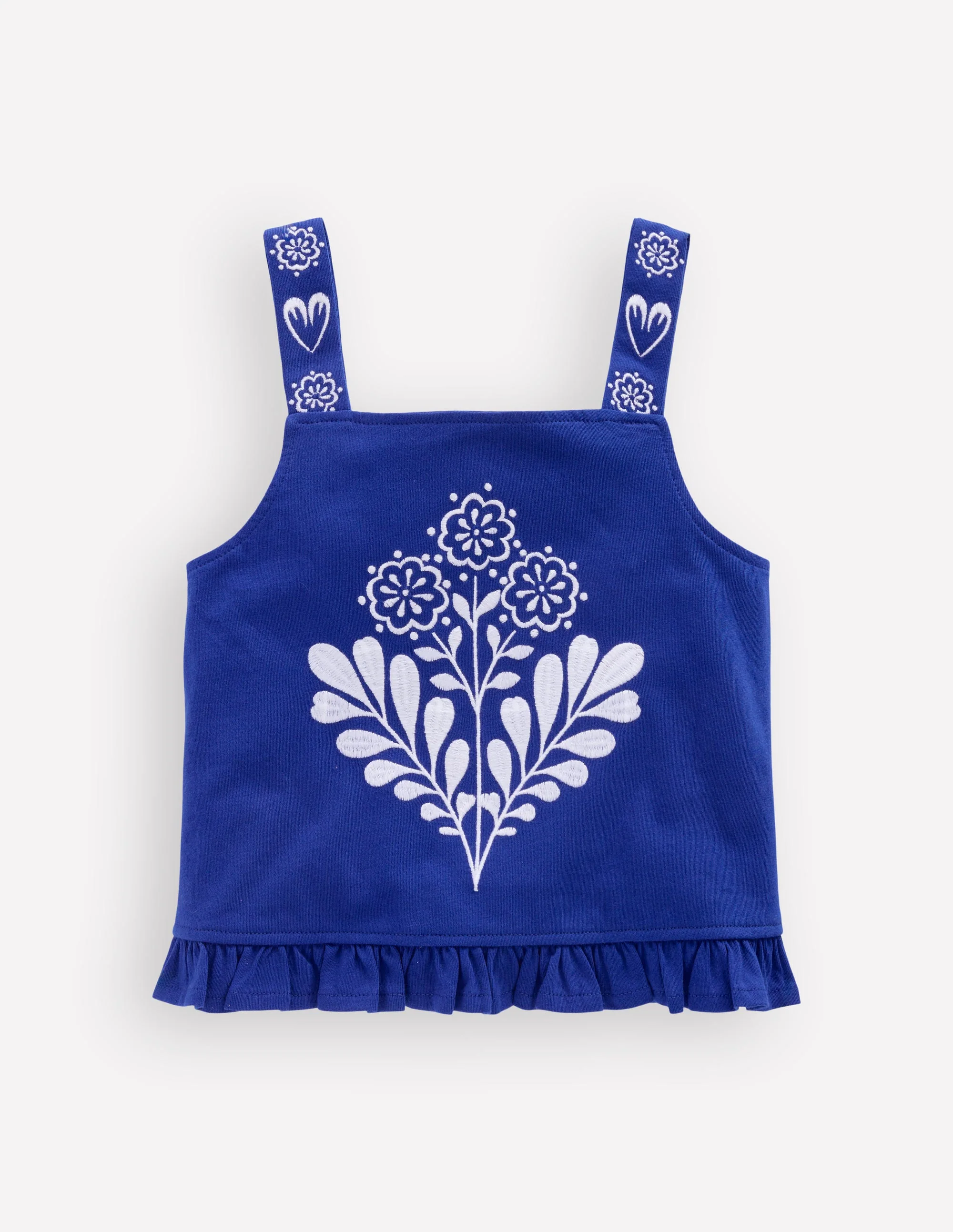 Embroidered Ruffle Top-Bright Blue Embroidery - Image 3