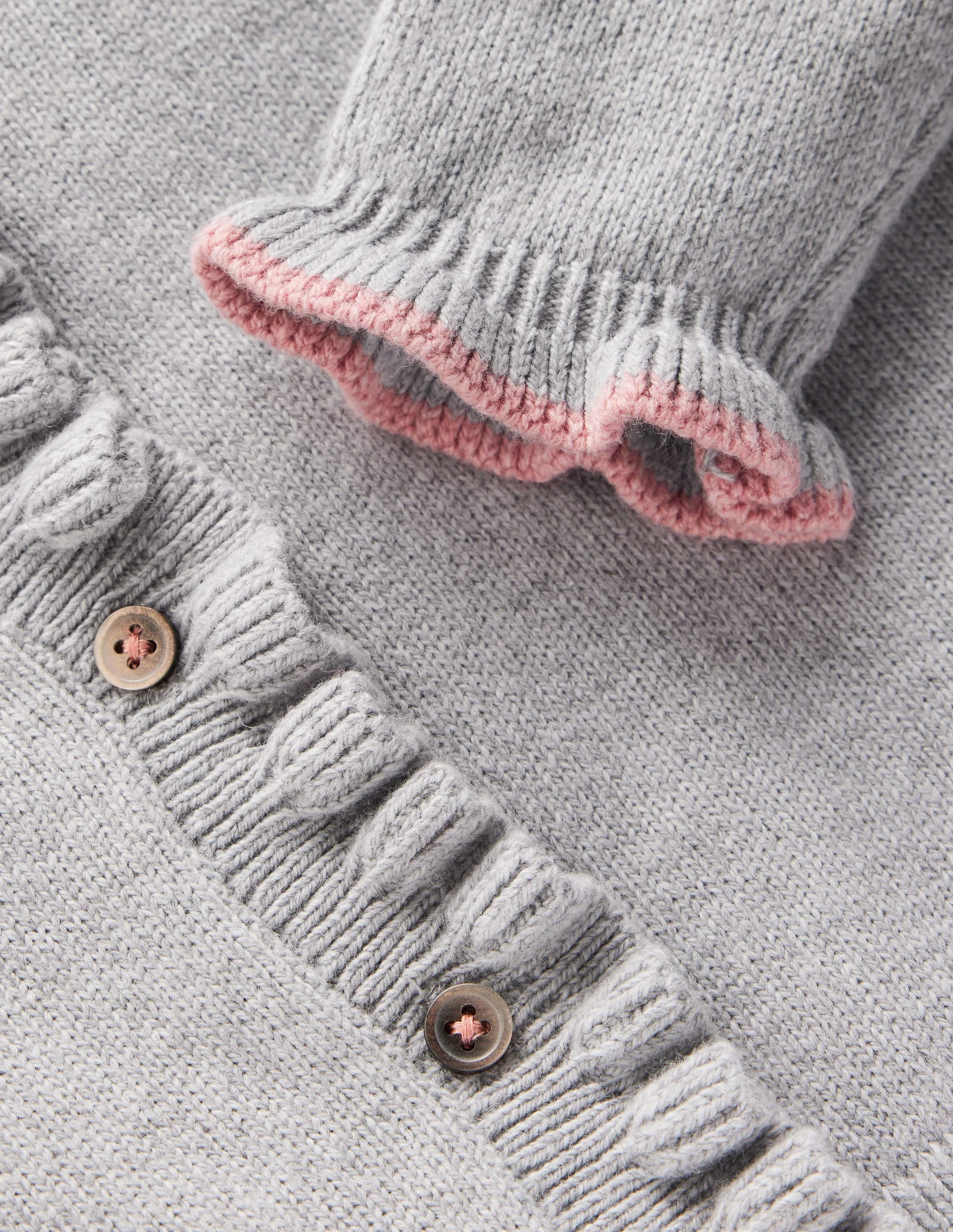 Everyday Frilled Cardigan-Grey Marl - Image 3