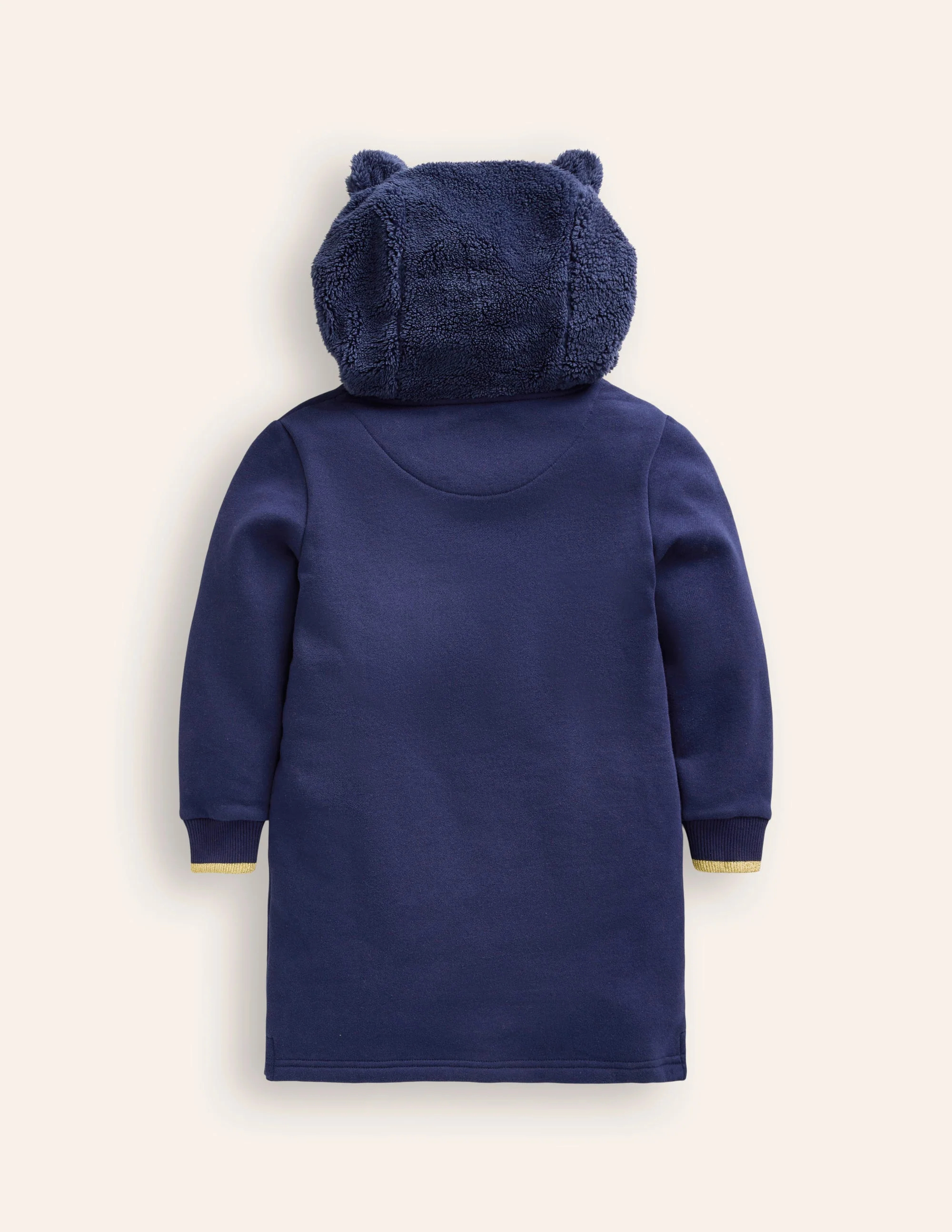 Fleece Novelty Hoodie Dress-College Navy Cat - Image 2
